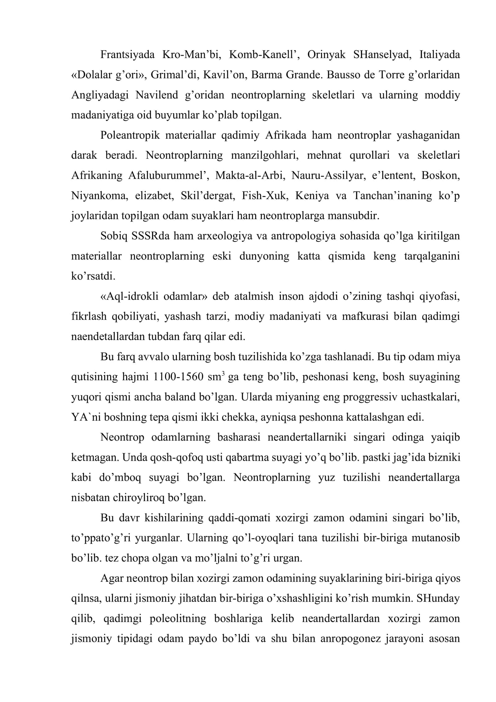 Antropogenez jarayonining yakuniga yetishi va urug’ jamoa tuzumining paydo bo’lishi 3