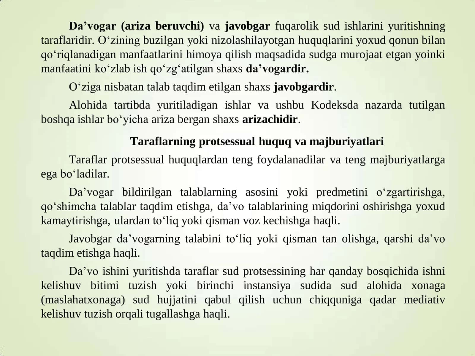 Fuqarolik sud ishlarini yuritish ishtirokchilari 3