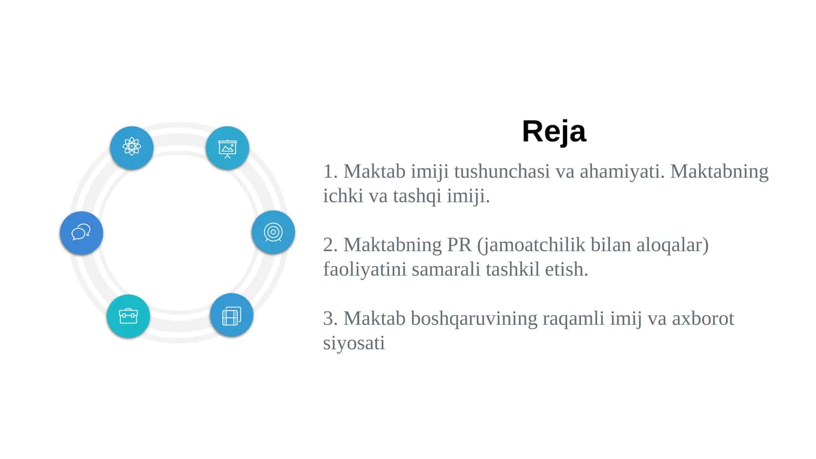 Menejerlik o'uv kursi tinglovchilari uchun  Maktab imijini shakllantirish 3