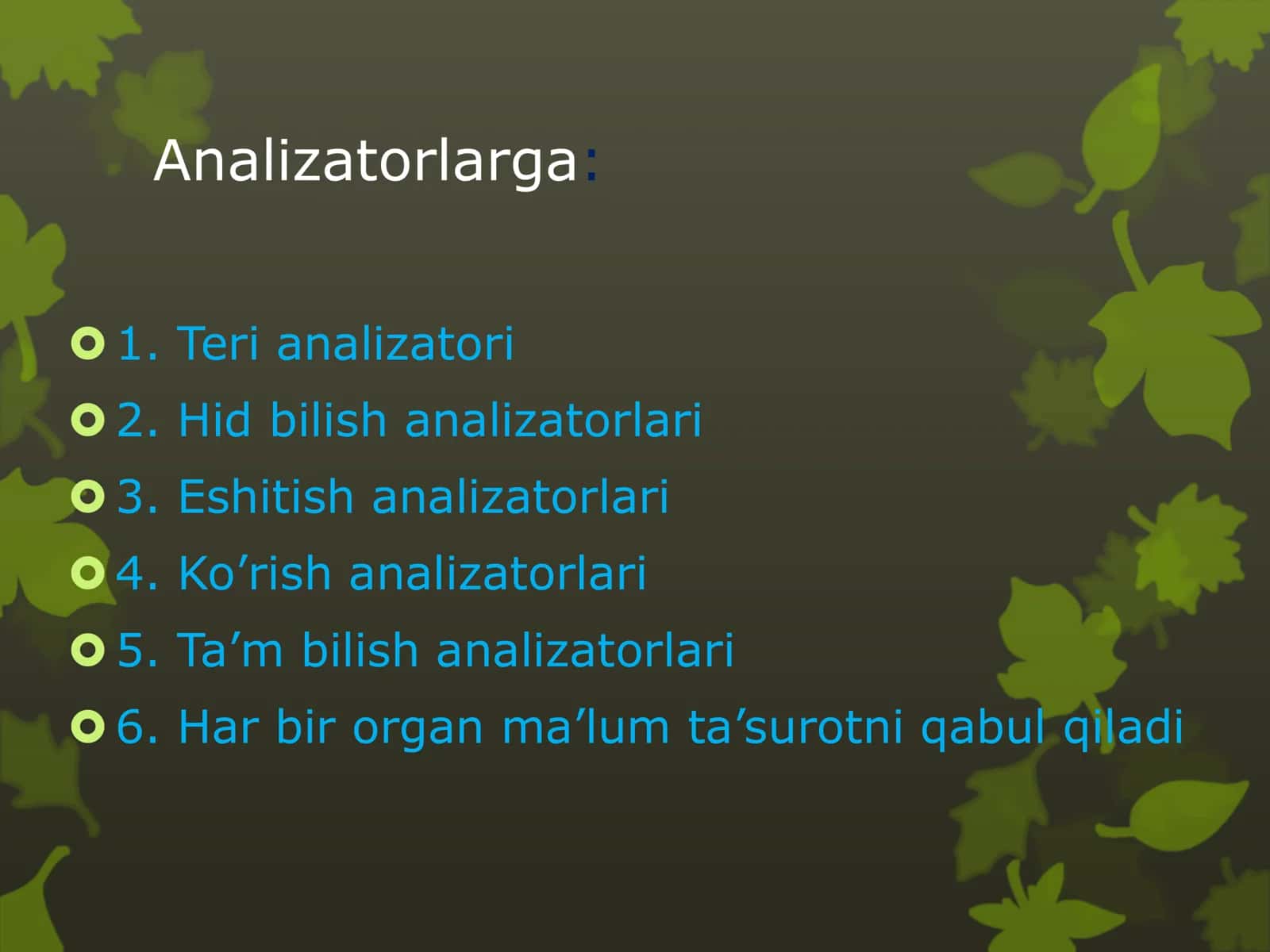 8-Sinf Biologiya: “Sezgi Organlarining Ahamiyati va Ko‘rish Analizatori” Taqdimot 3