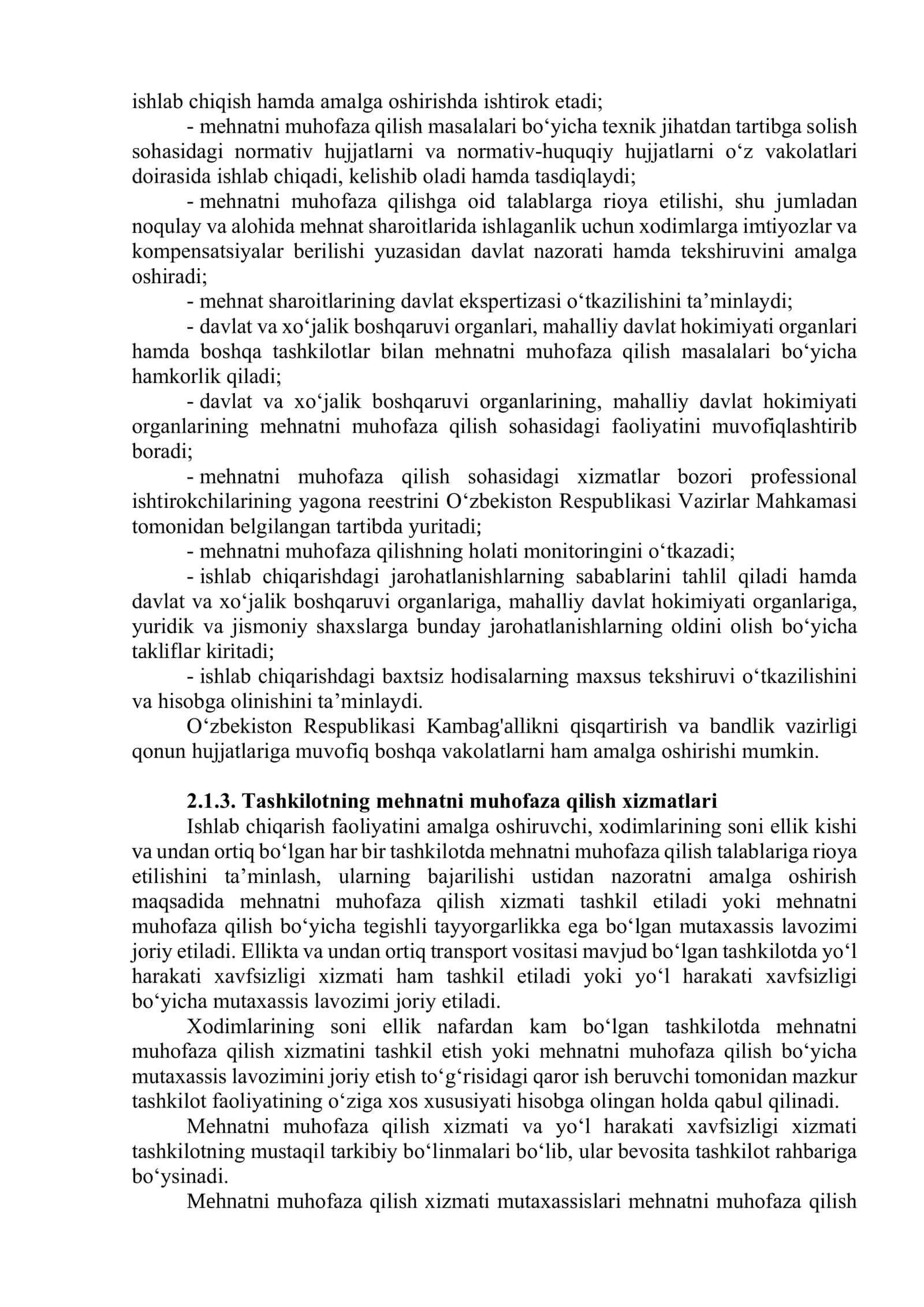Ishlab chiqarishda faoliyat xavfsizligini boshqarish tizimini tashkil qilish 3