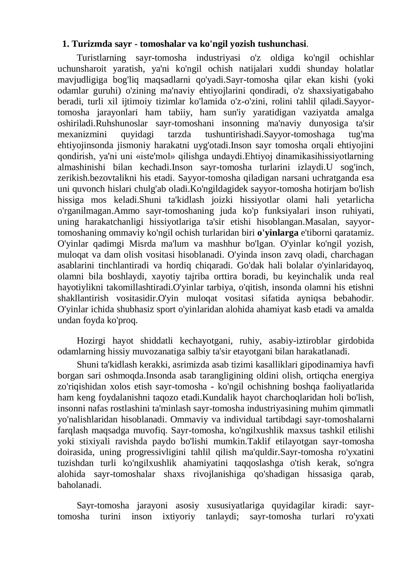 Turizmda sayr - tomoshalar va ko'ngil yozish 3