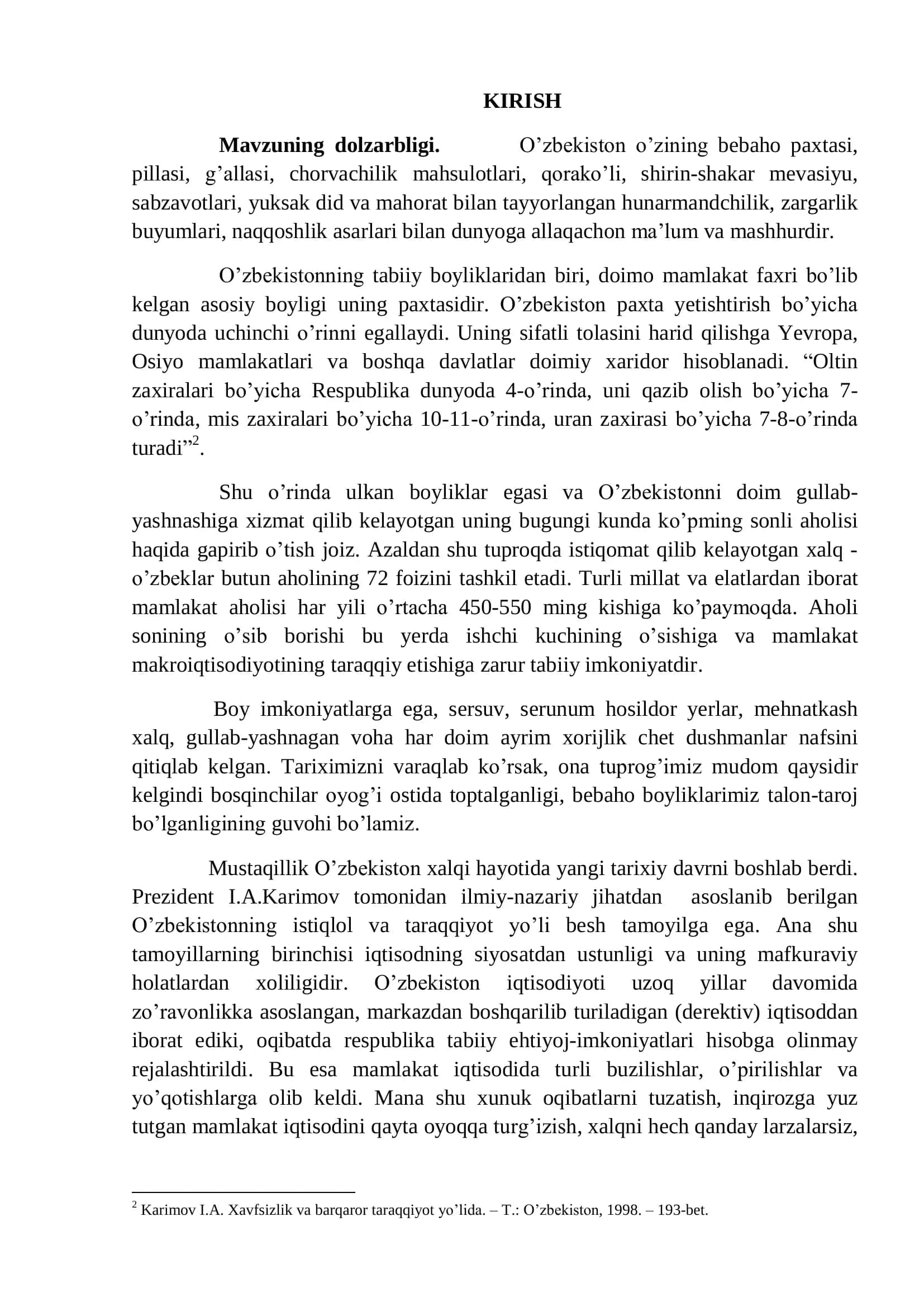 O‟zbekiston mustaqilligining iqtisodiy asoslarini mustahkamlash borasidagi dolzarb vazifalar 3