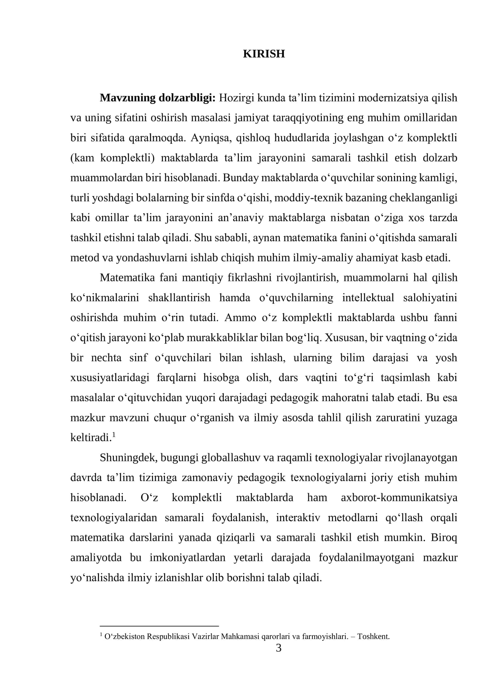 OʻZ KOMPLEKTLI MAKTABLARDA MATEMATIKA OʻQITISHNI TASHKIL QILISHNI OʻZIGA XOS XUSUSIYATLARI 3
