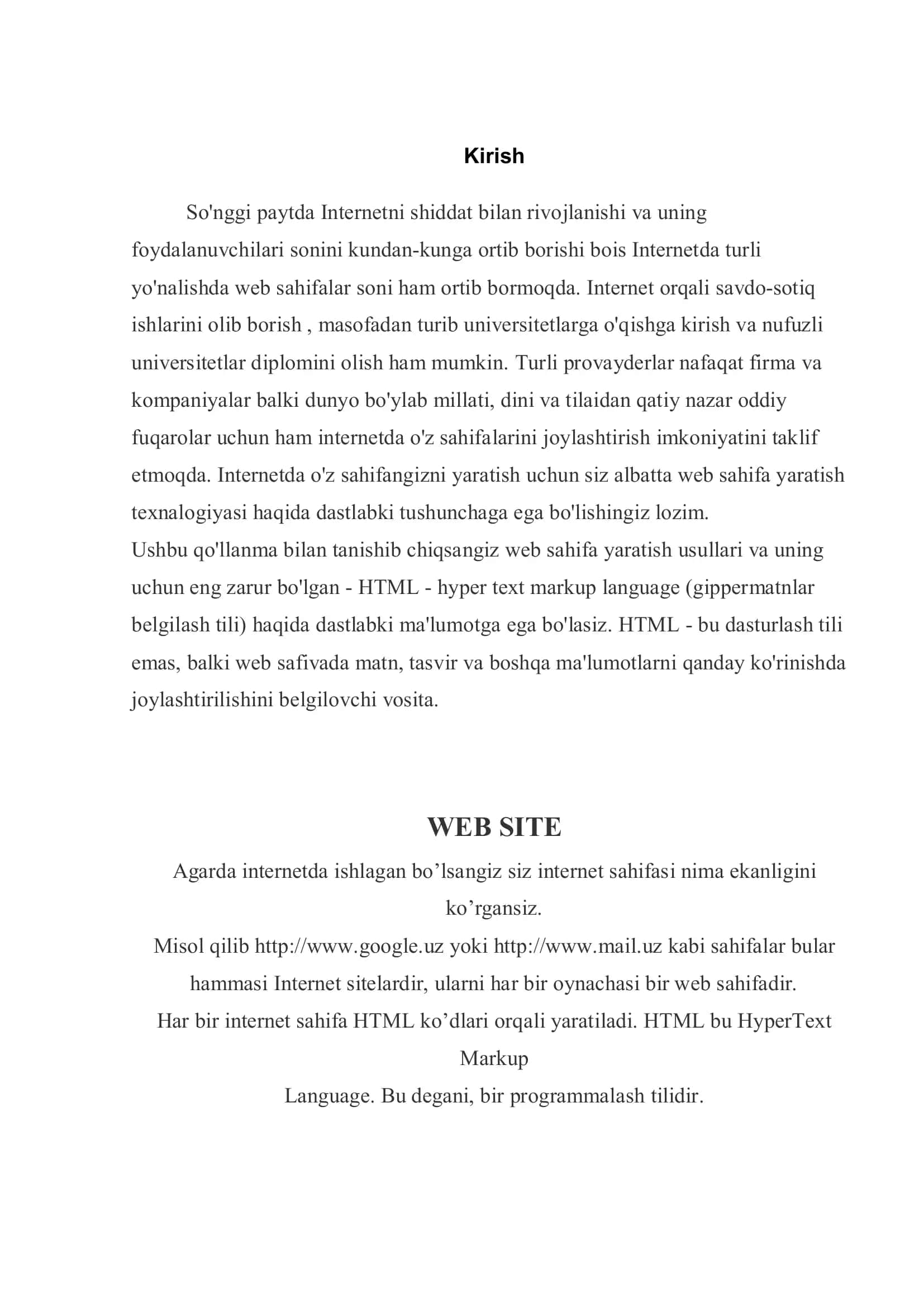 Html tili va unda web sahifalar yaratish 3