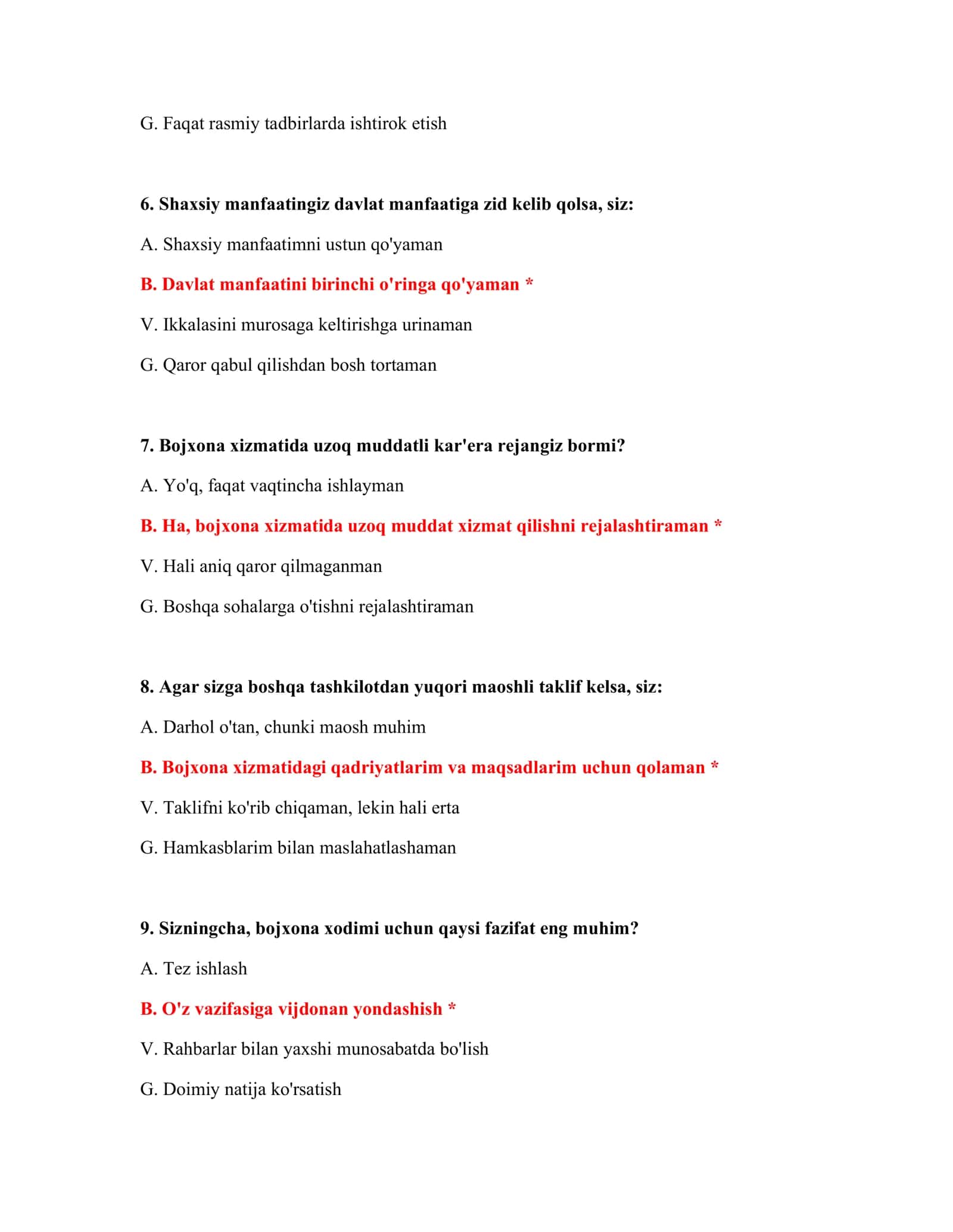 PSIXOLOGIK TEST SAVOLLARI - TO'LIQ VARIANT 3