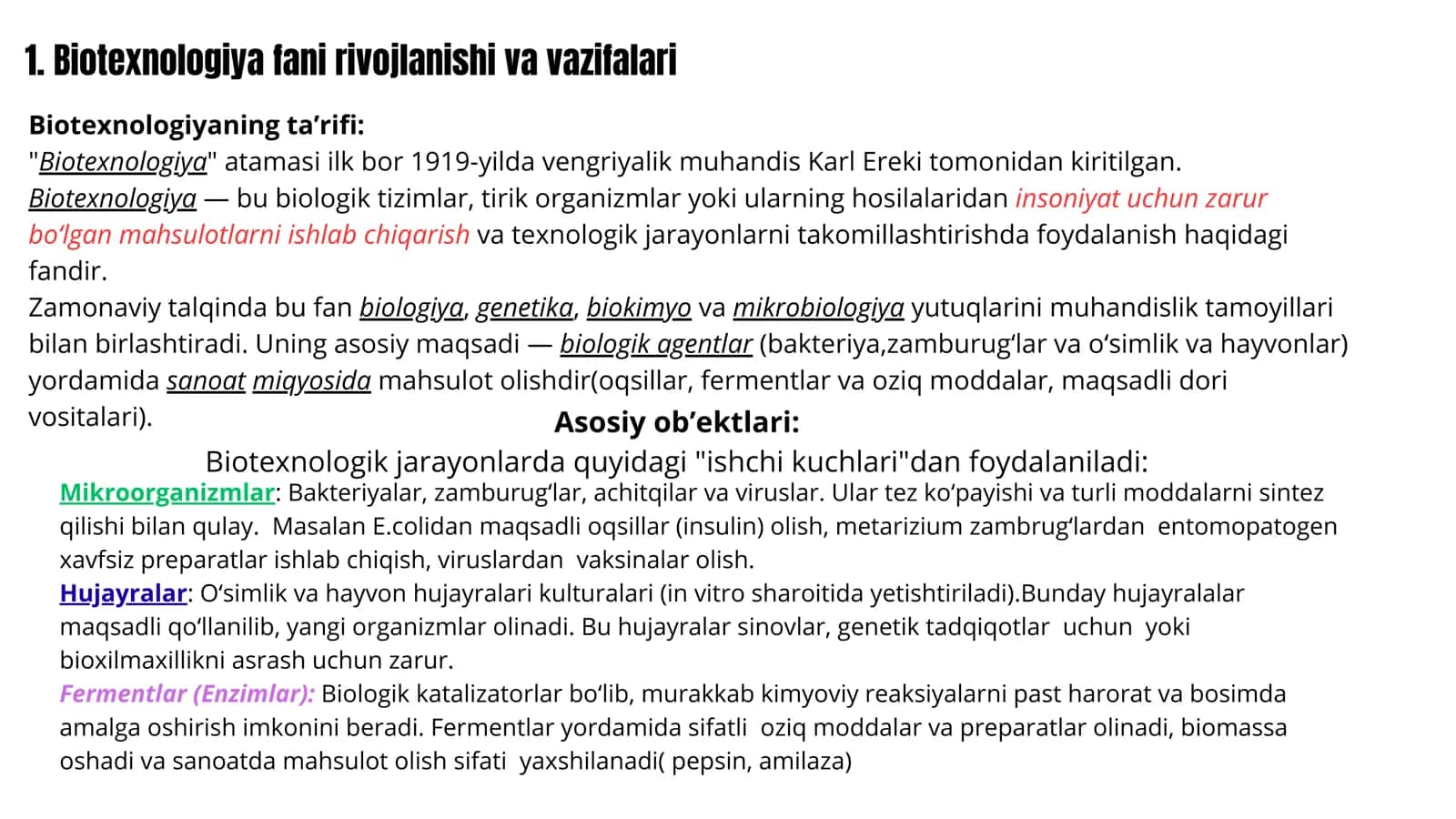 Biotexnologiya va biokimyo: tarixi, vazifalari va o‘zaro bog‘liqligi 3