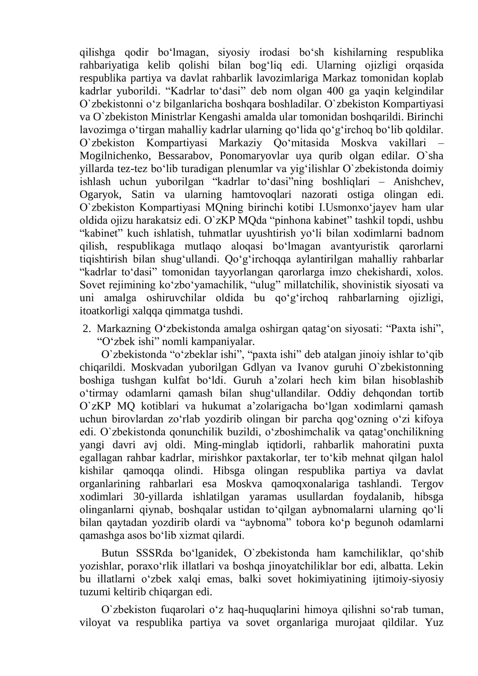 O‘zbekiston mustaqillikka erishishi arafasidagi ijtimoiy-siyosiy, iqtisodiy ahvoli 3