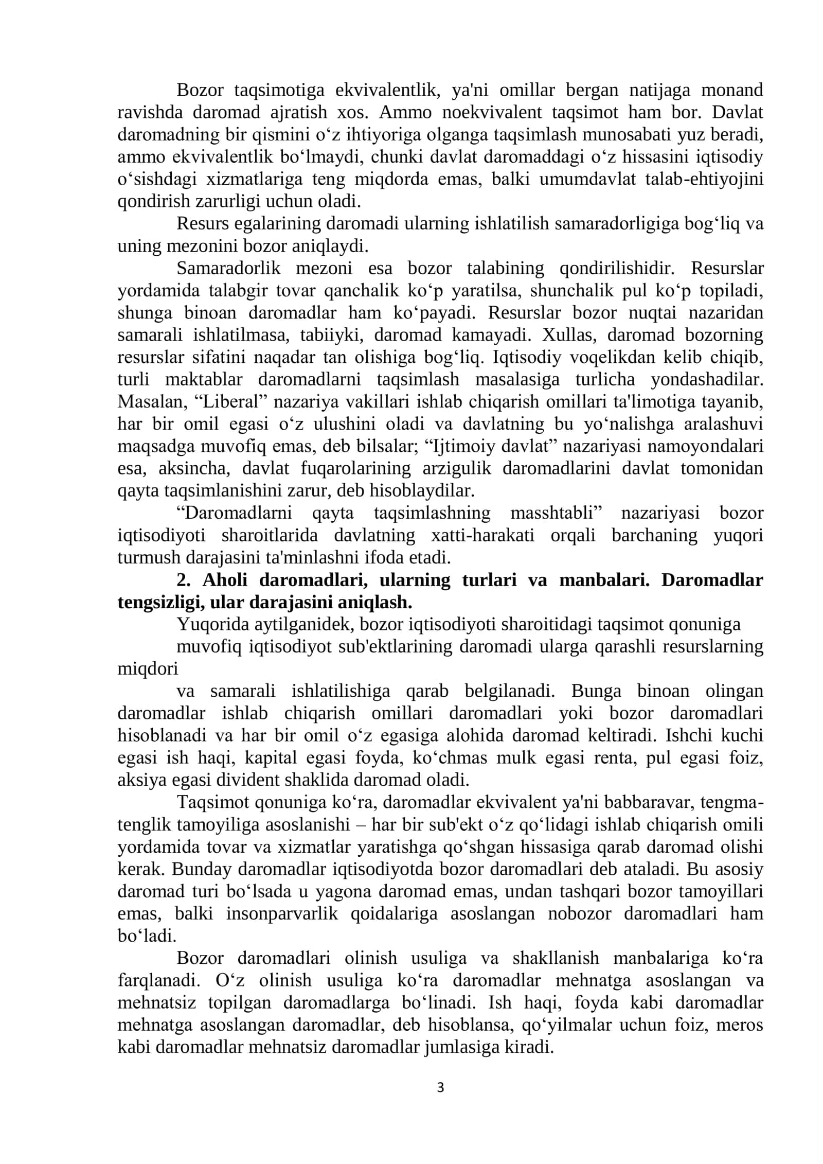 Daromadlarni qayta taqsimlash, boylik, iqtisodiy siyosat, jamiyatnng ijtimoiy sohasi va davlatning ijtimoiy siyosati 3