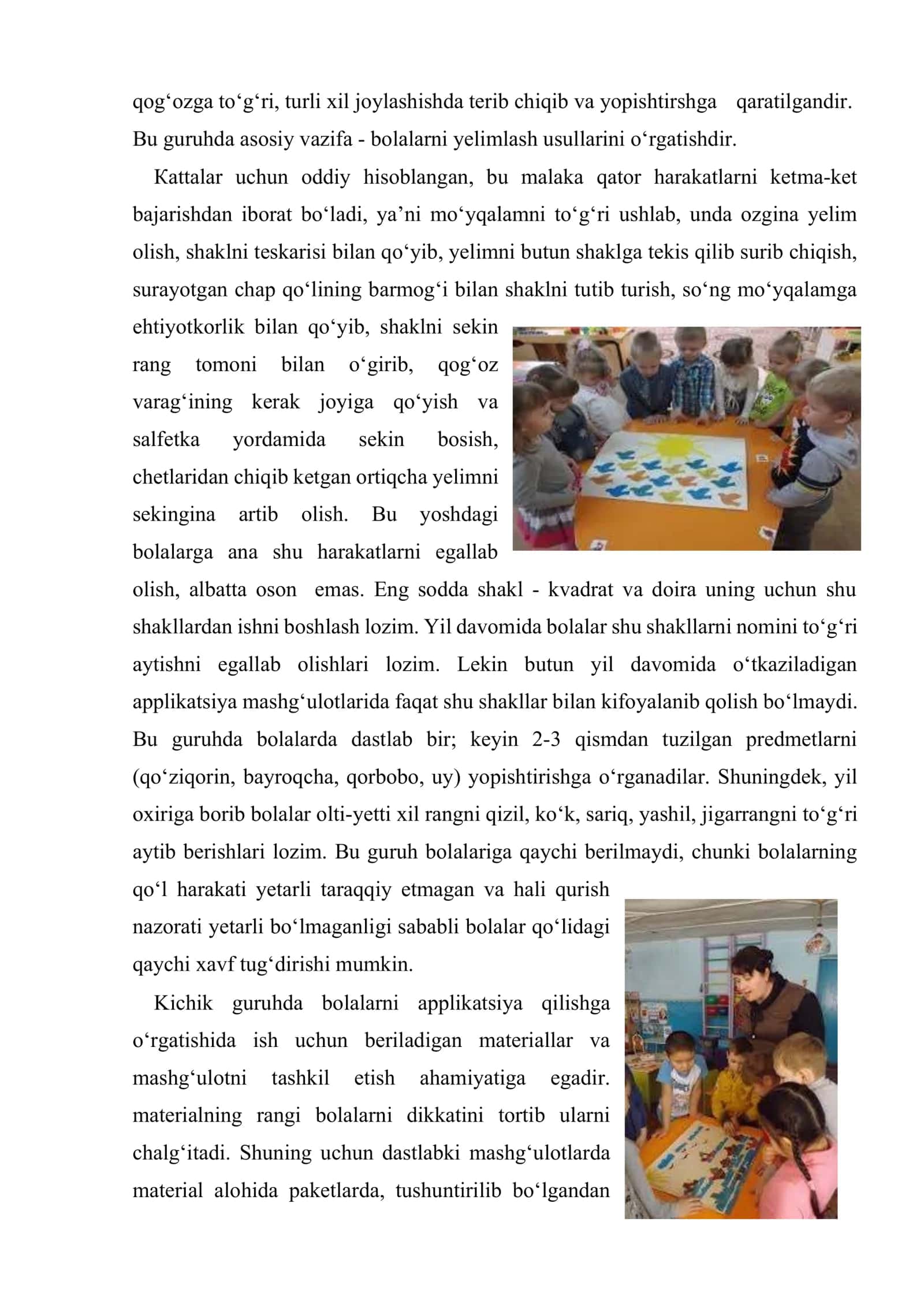 Maktabgacha ta’lim muassasida applikatsiya ishiga o‘rgatishning vazifalari va turlari 3