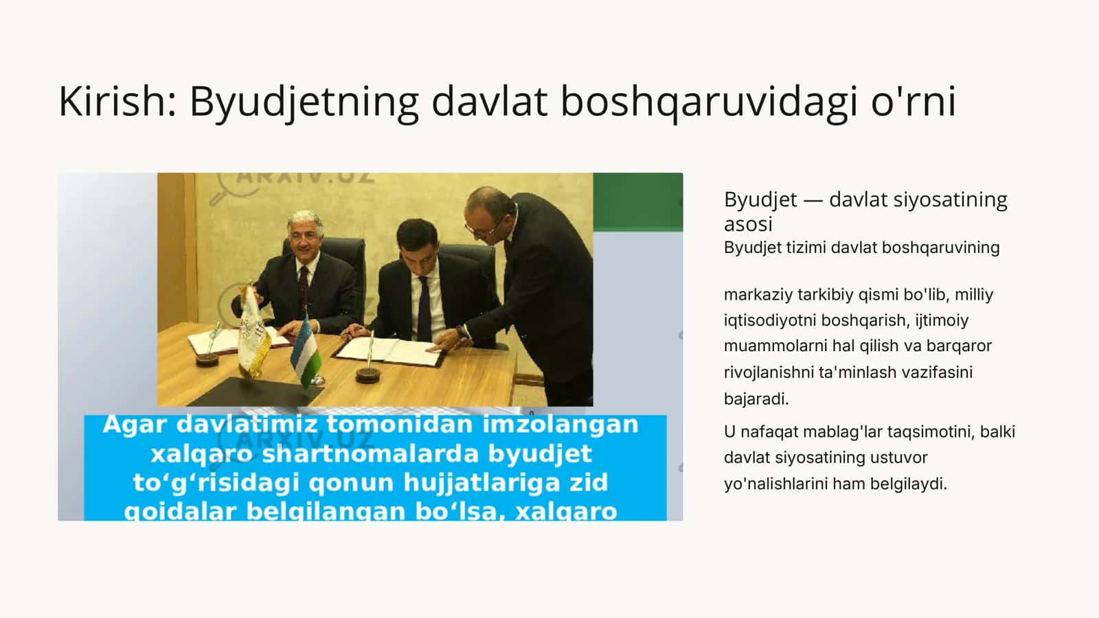 Byudjetning Davlat Boshqaruvidagi O'rni 3