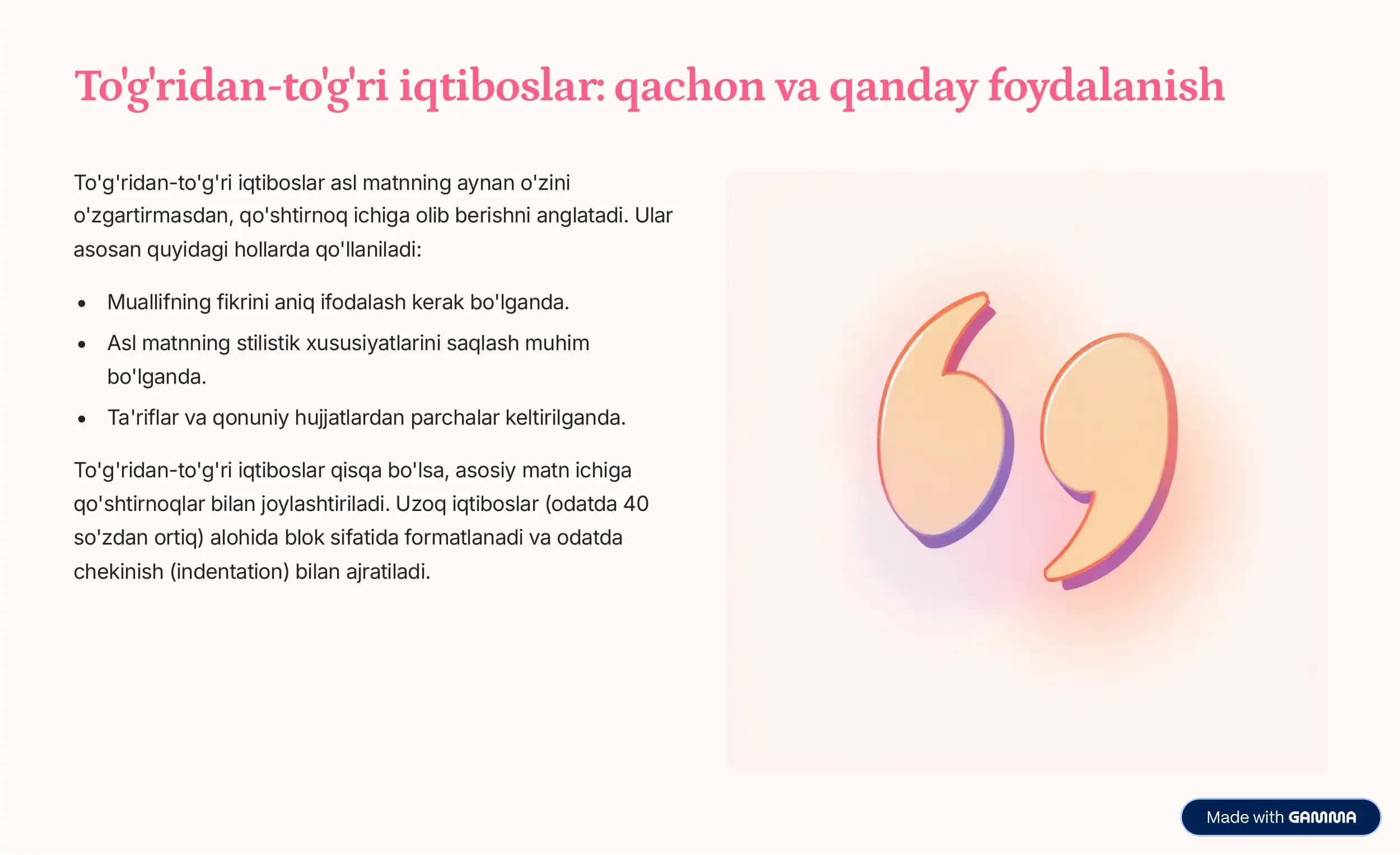 Iqtibos va uni rasmiylashtirishning asosiy qoidalari 3