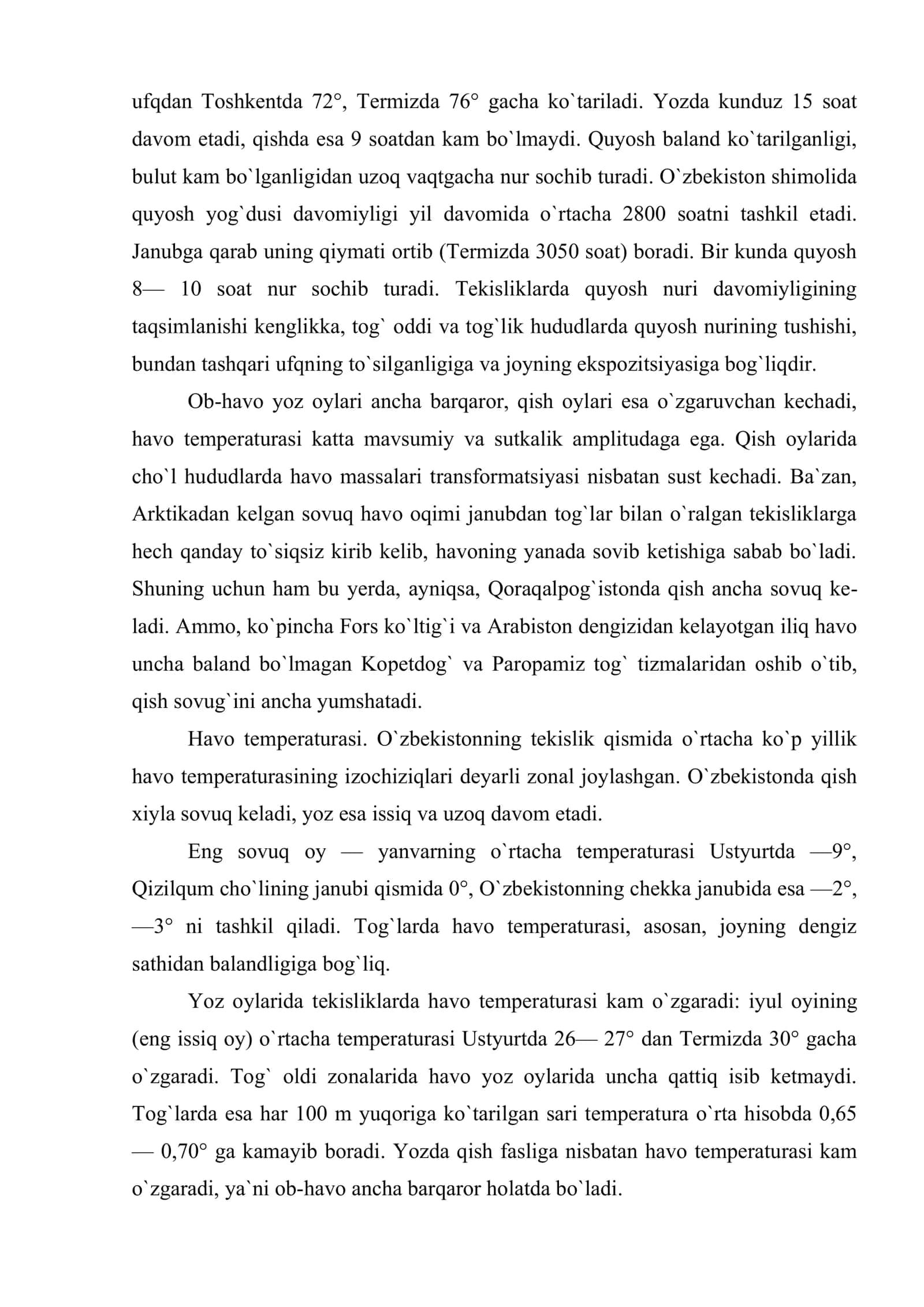 O`zbekistonning geografik holati va tabiiy iqlim sharoitlari 3