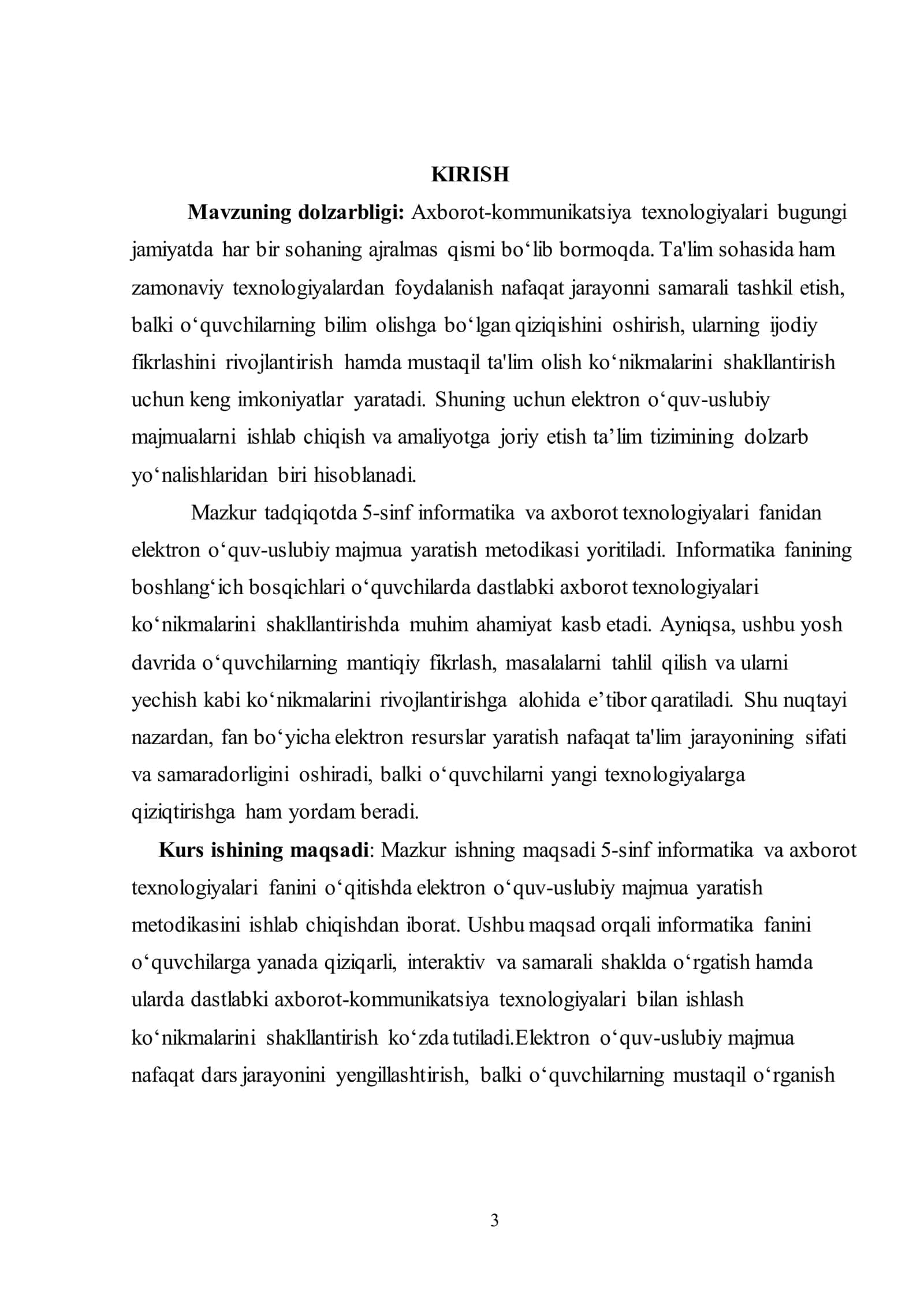 "5-Sinf Informatika va axborot texnologiyalari fanidan elektron o‗quv-uslubiy majmua yaratish metodikasi" 3