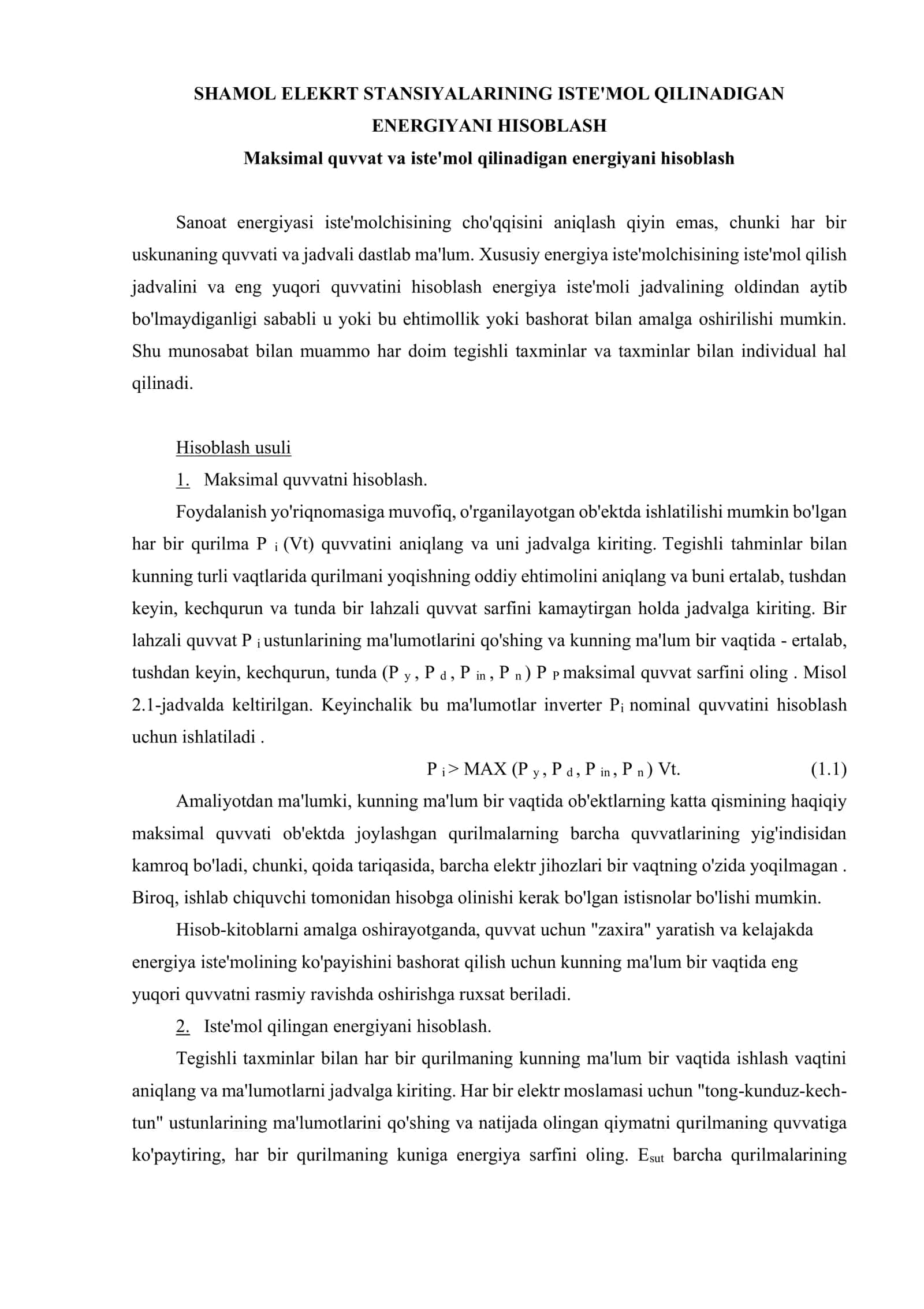 18-variant SHAMOL ENERGETIKASI kurs loyihasi 3