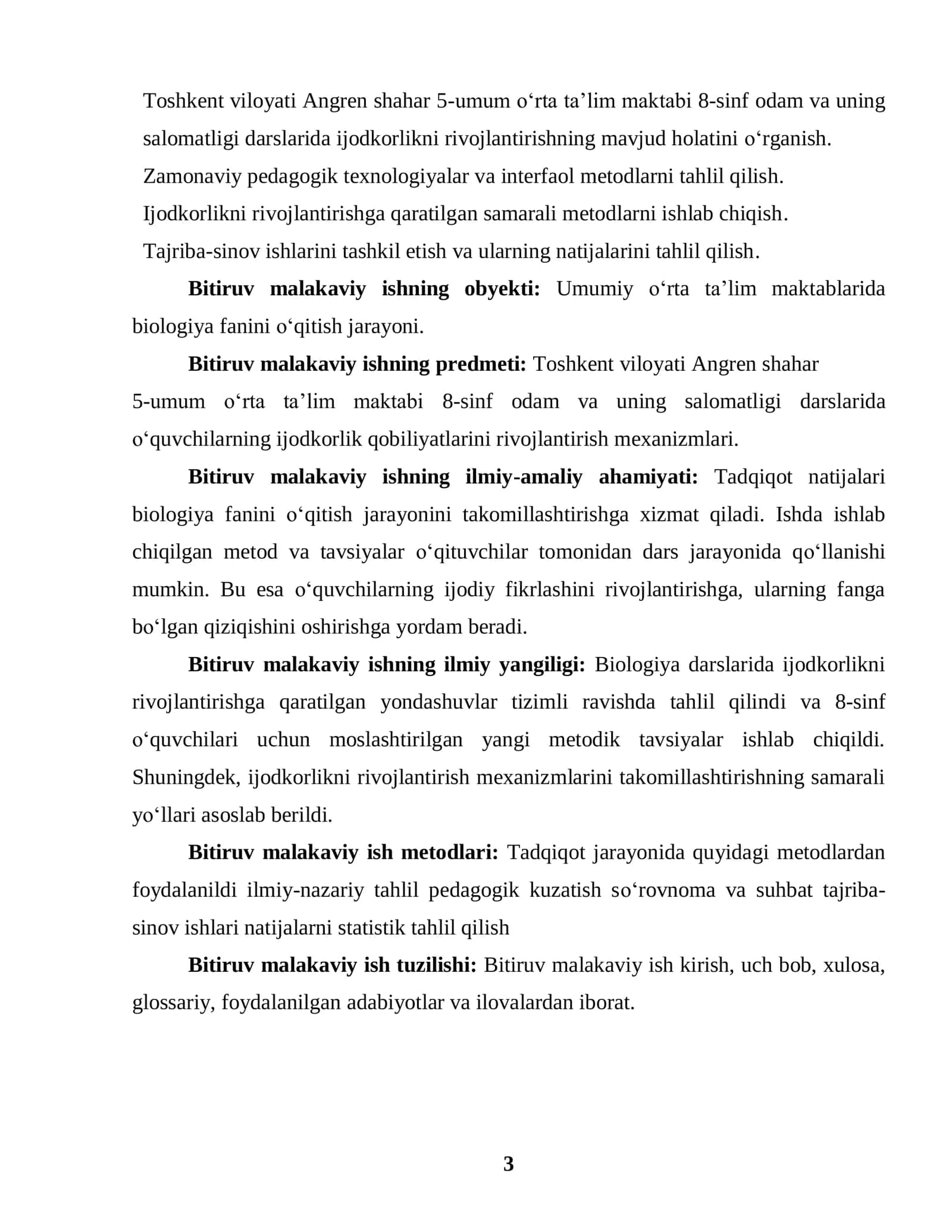 BIOLOGIYA DARSLARIDA IJODKORLIKNI RIVOJLANTIRISH MEXANIZMINI TAKOMILLASHTIRISH (8-SINF MISOLIDA) 3