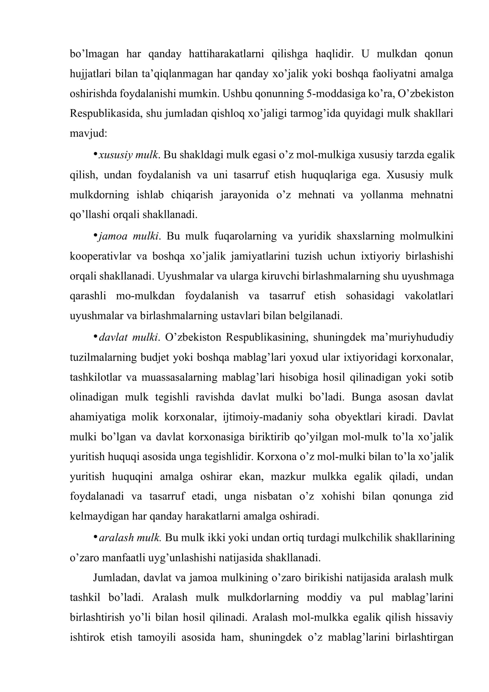 Qishloq xo’jaligida mulk va xo’jalik yuritish shakllarining samaradorligi 3