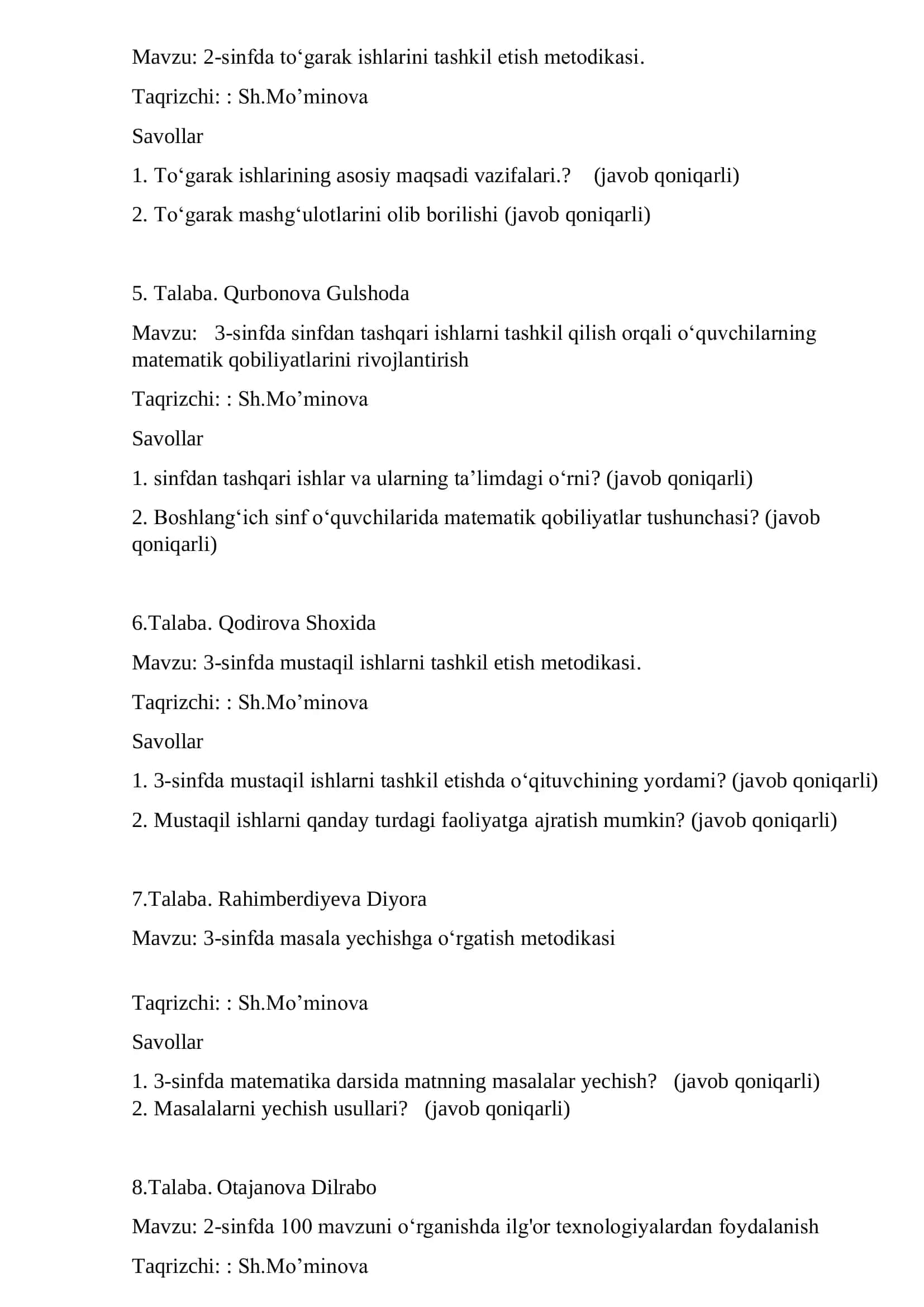 "Matematika o’qitish metodikasi" 3
