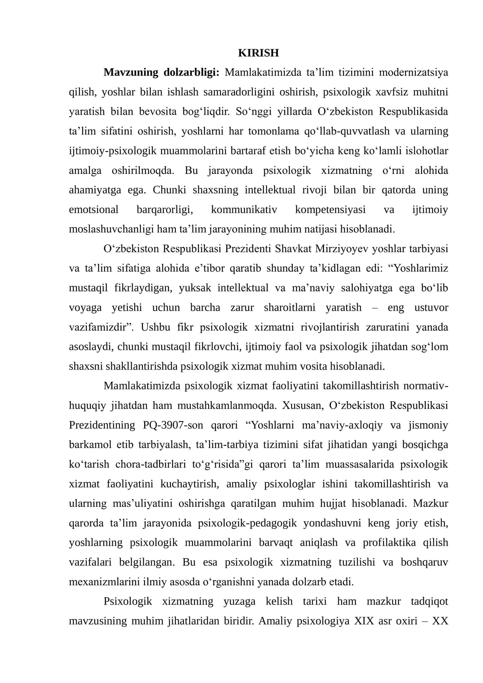 PSIXOLOGIK XIZMAT TUZILISHI VA UNI BOSHQARISH. PSIXOLOGIK XIZMATNING YUZAGA KELISH TARIXI 3