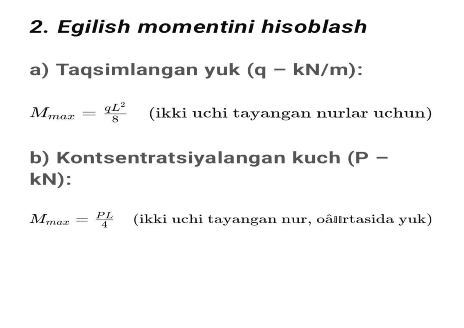 Yog’och konstruksiya elementlarini egilishga hisoblash 3
