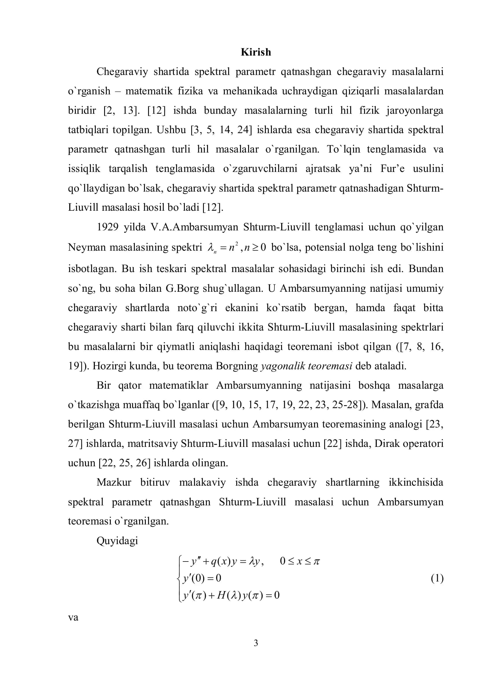 V.A.Ambarsumyan Shturm-Liuvill tenglamasi 3