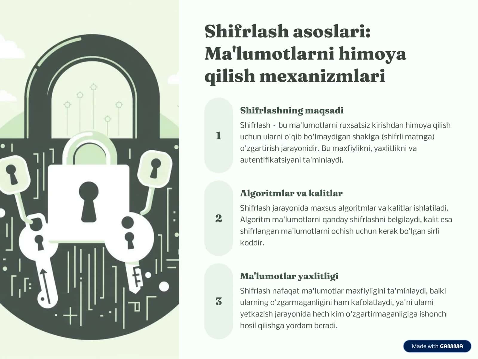Axborot xavfsizligi.i ta'limi: raqamlar va autentifikatsiya usullari 3
