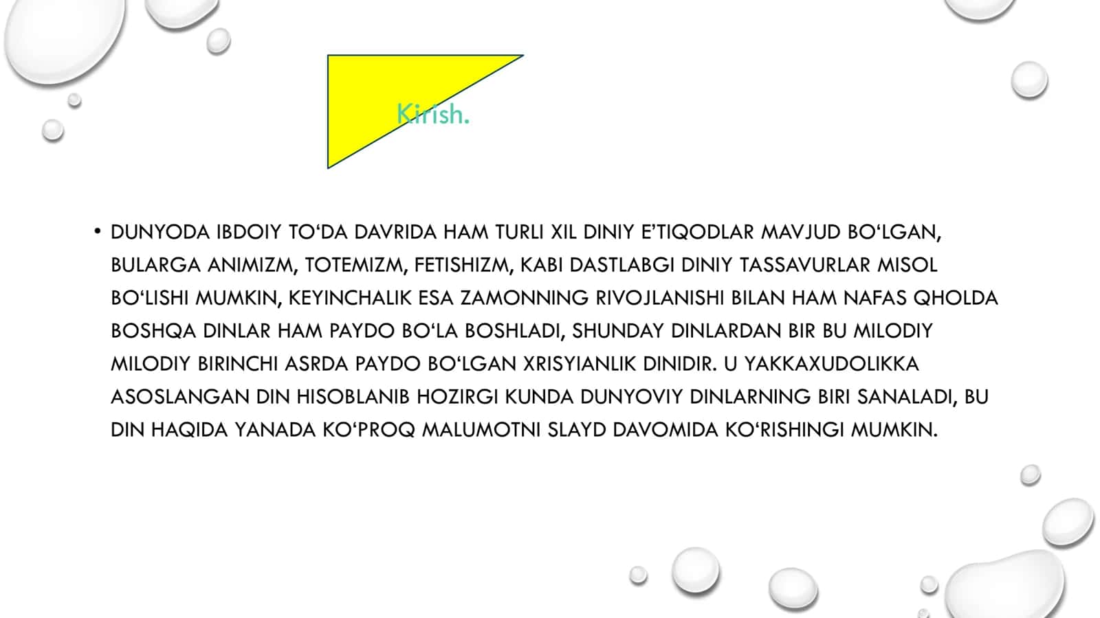 XRISTIAN DININING YUZAGA KELISHI VA ASOSIY 
MAROSIMLARI 3