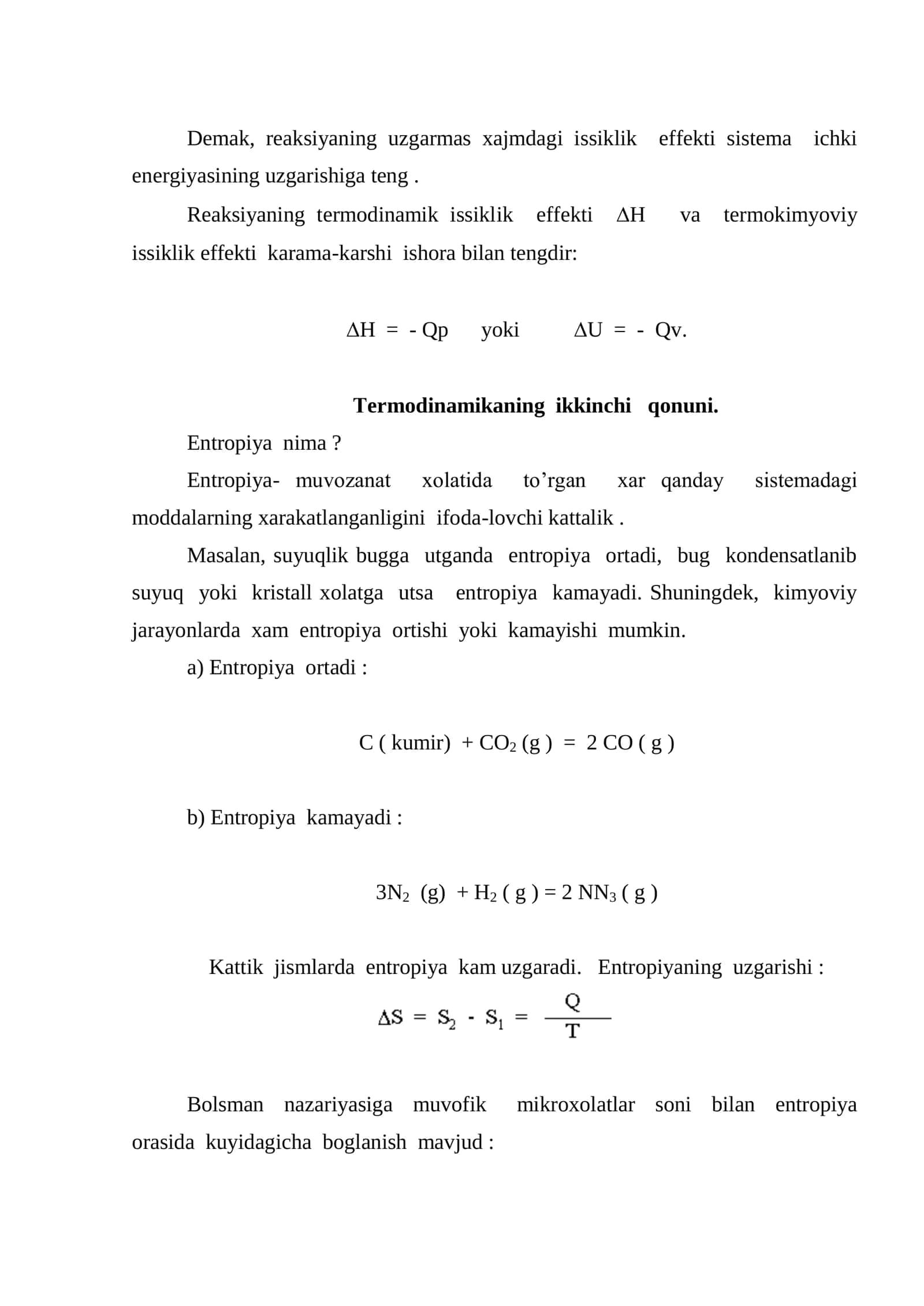 Kimyoviy reaksiyalarning issiqlik effekti (termokimyo) 3