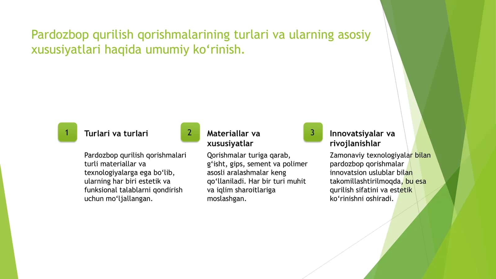 Qurilishida pardozbop qurilish qorishmalarini qo‘llanilishi 3