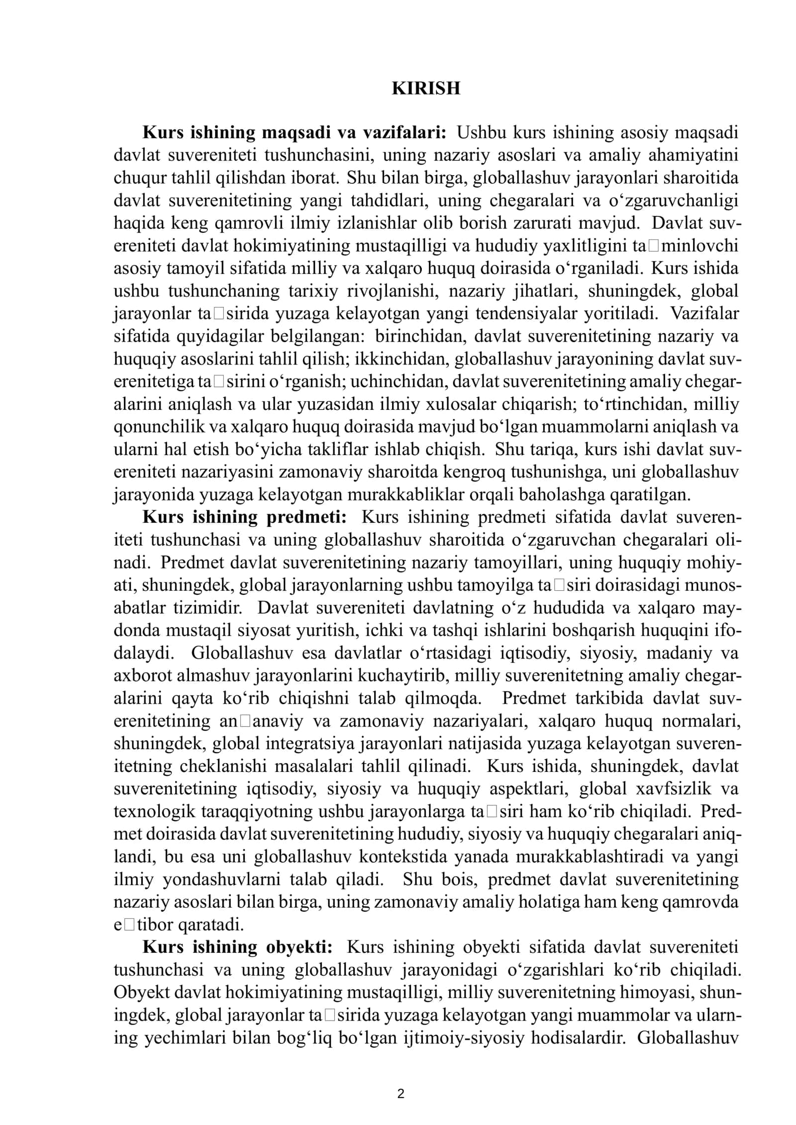 DAVLAT VA HUQUQ NAZARIYASI FANIDAN TAYYORLAGAN KURS ISHI 3