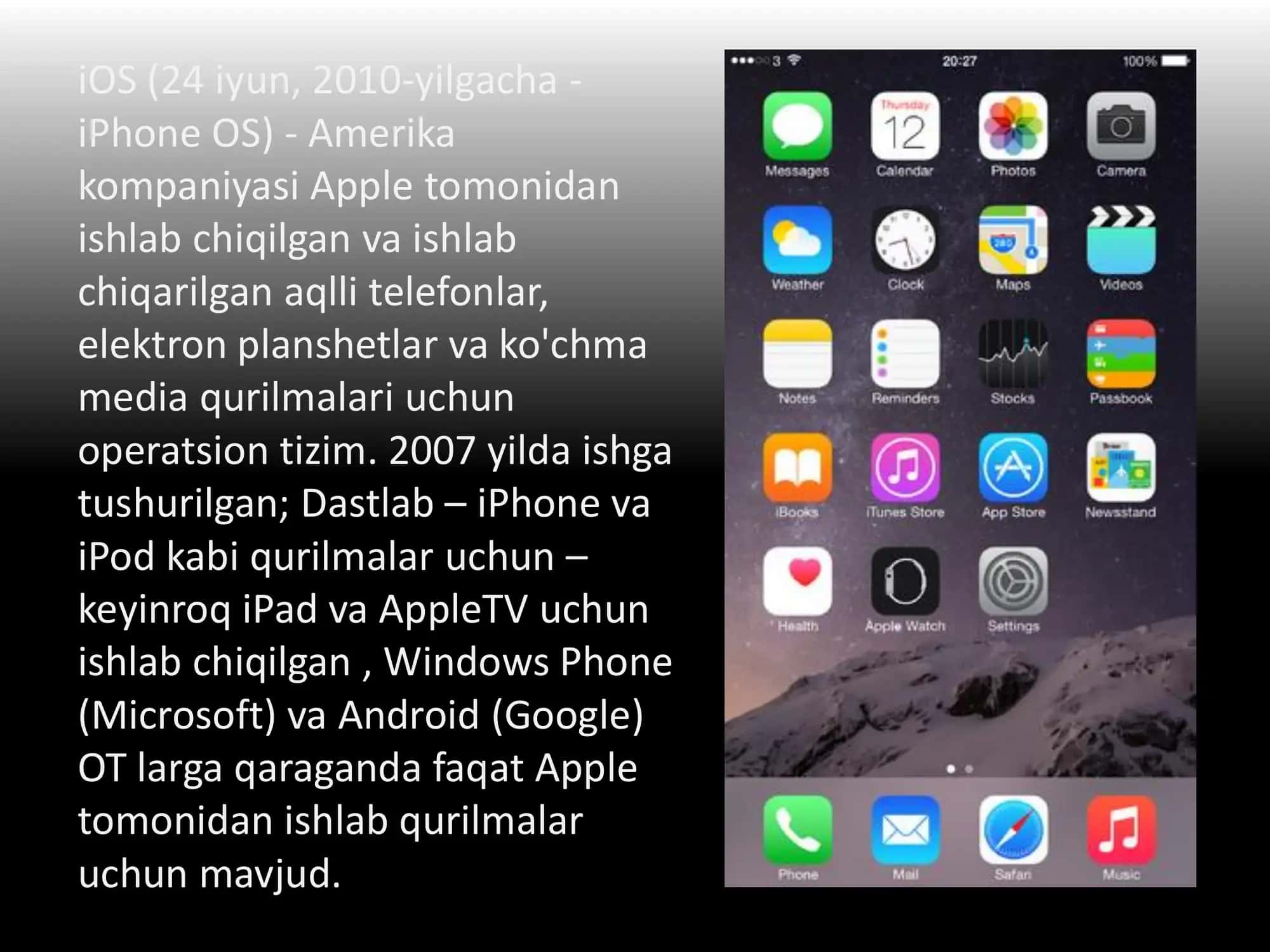 iOS mobil operatsion tizimi 3