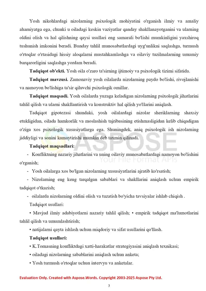 Zamonaviy yosh oilalardagi konfliktlarning psixologik xususiyatlari 3
