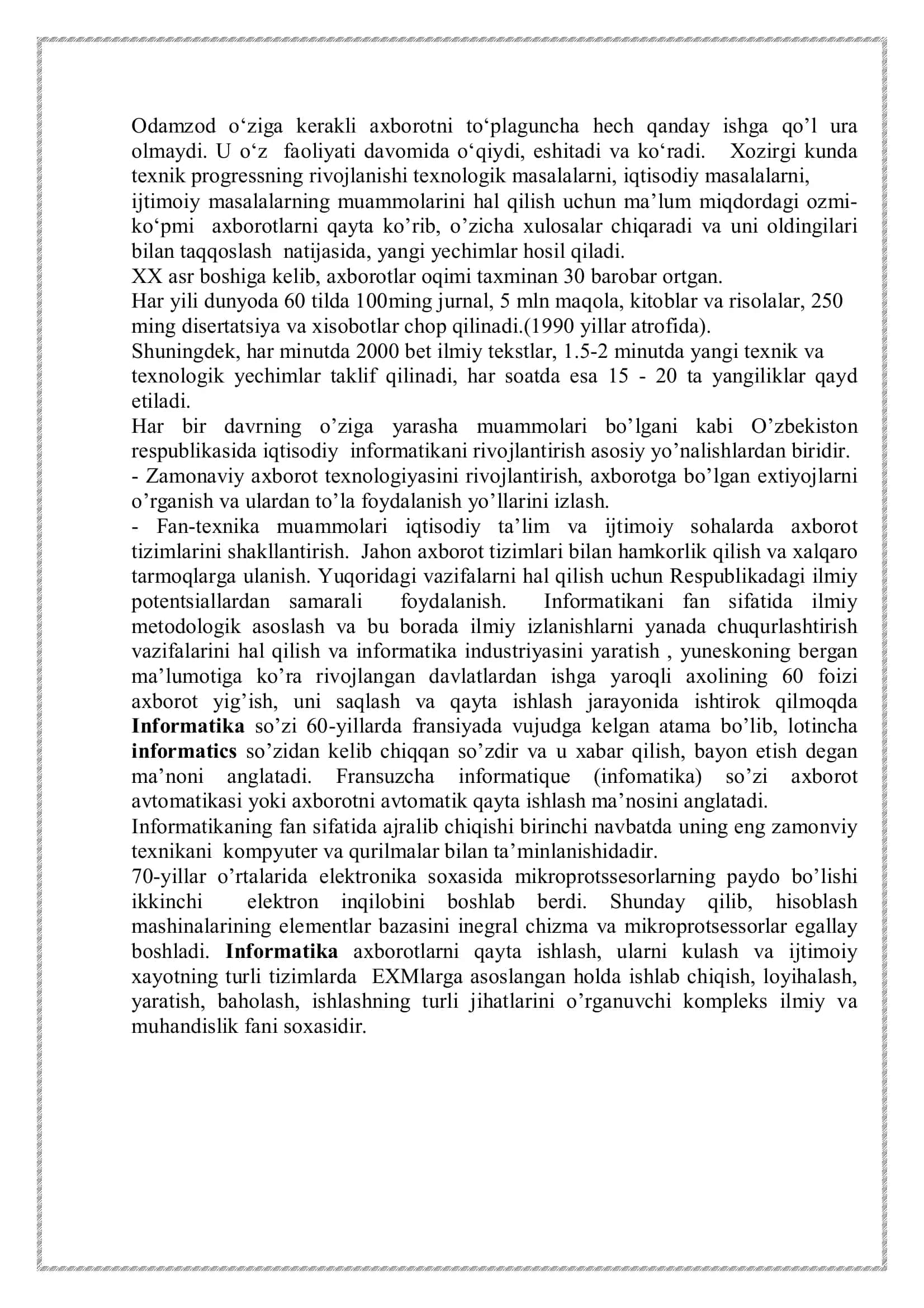 Informatika va Axborot texnalogiyalarining asosiy tushunchalari 3
