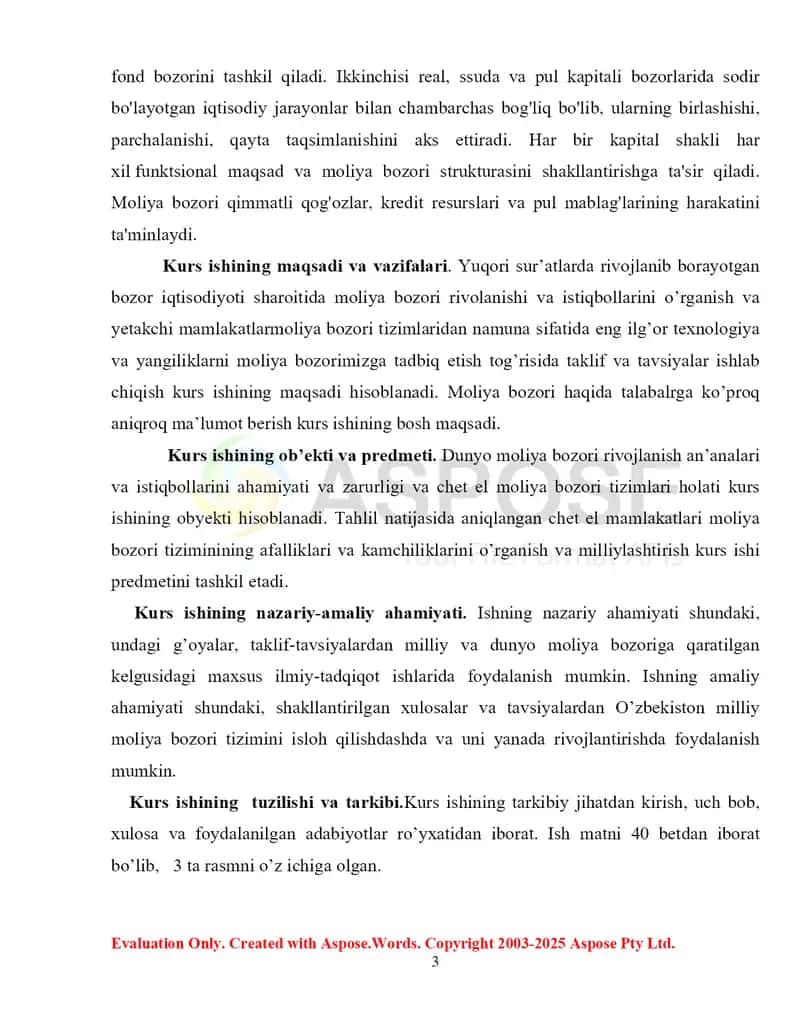 Moliya bozorida foiz va daromadlilik stavkalari hamda ularga ta’sir etuvchi omillar 3
