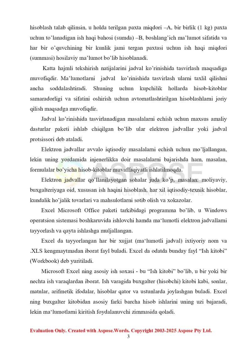 Elektron jadval protsessorlaridan iqtisodiy masalalarini yechishda samarali foydalanish 3