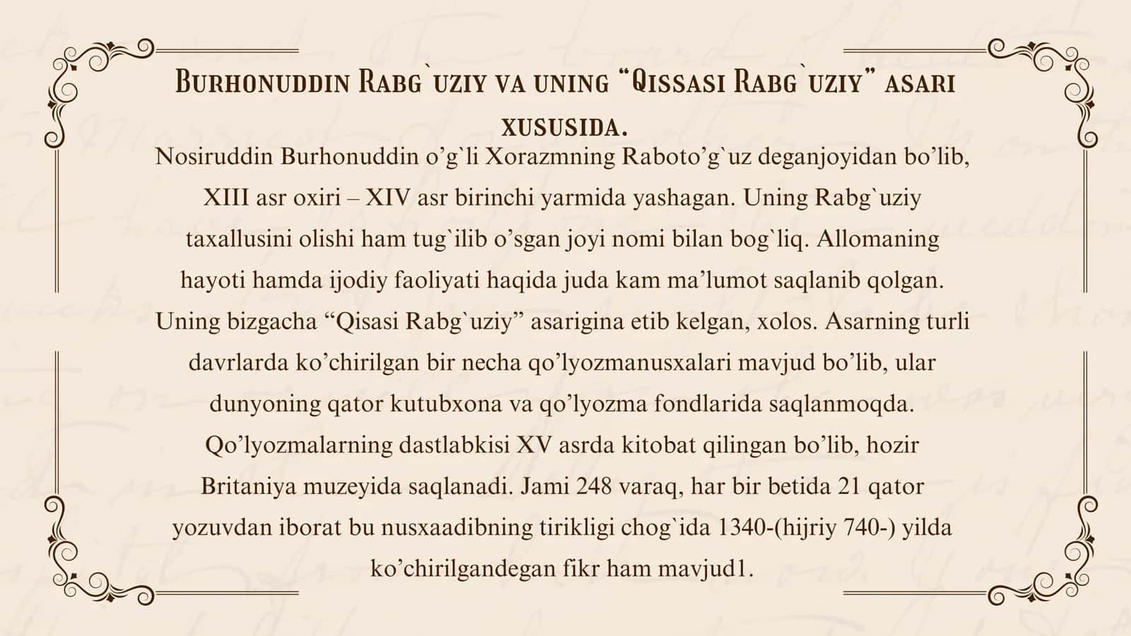Rabgʻuziyning,, Qissasi Rabgʻuziy ʼʼ asarining leksik xususiyatlari 3
