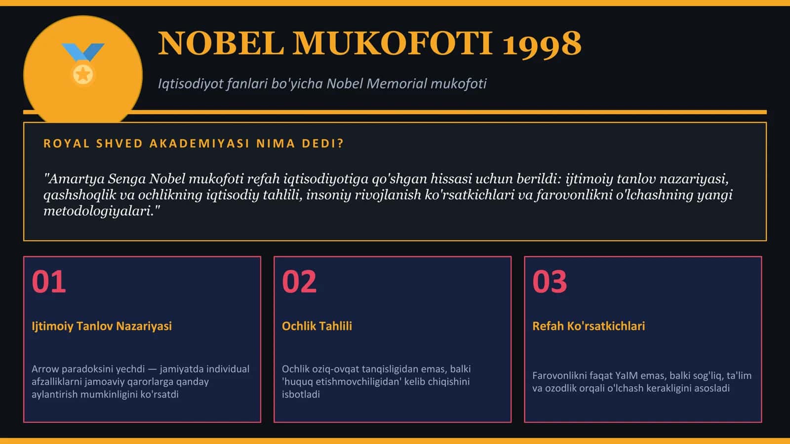 Amartya Sen: Farovonlik va Rivojlanish Iqtisodiyoti (A+ Mustaqil ish / Prezentatsiya) 3