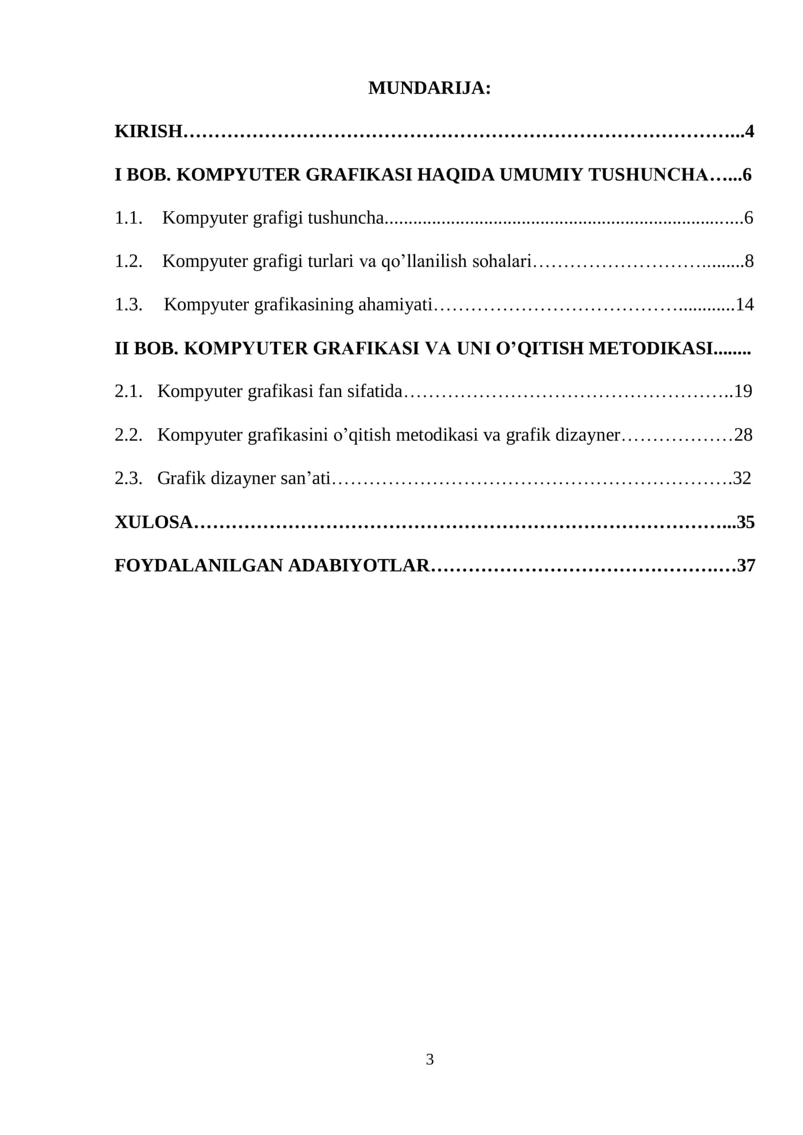KOMPYUTER GRAFIKASI VA UNI O’QITISH METODIKASI 3