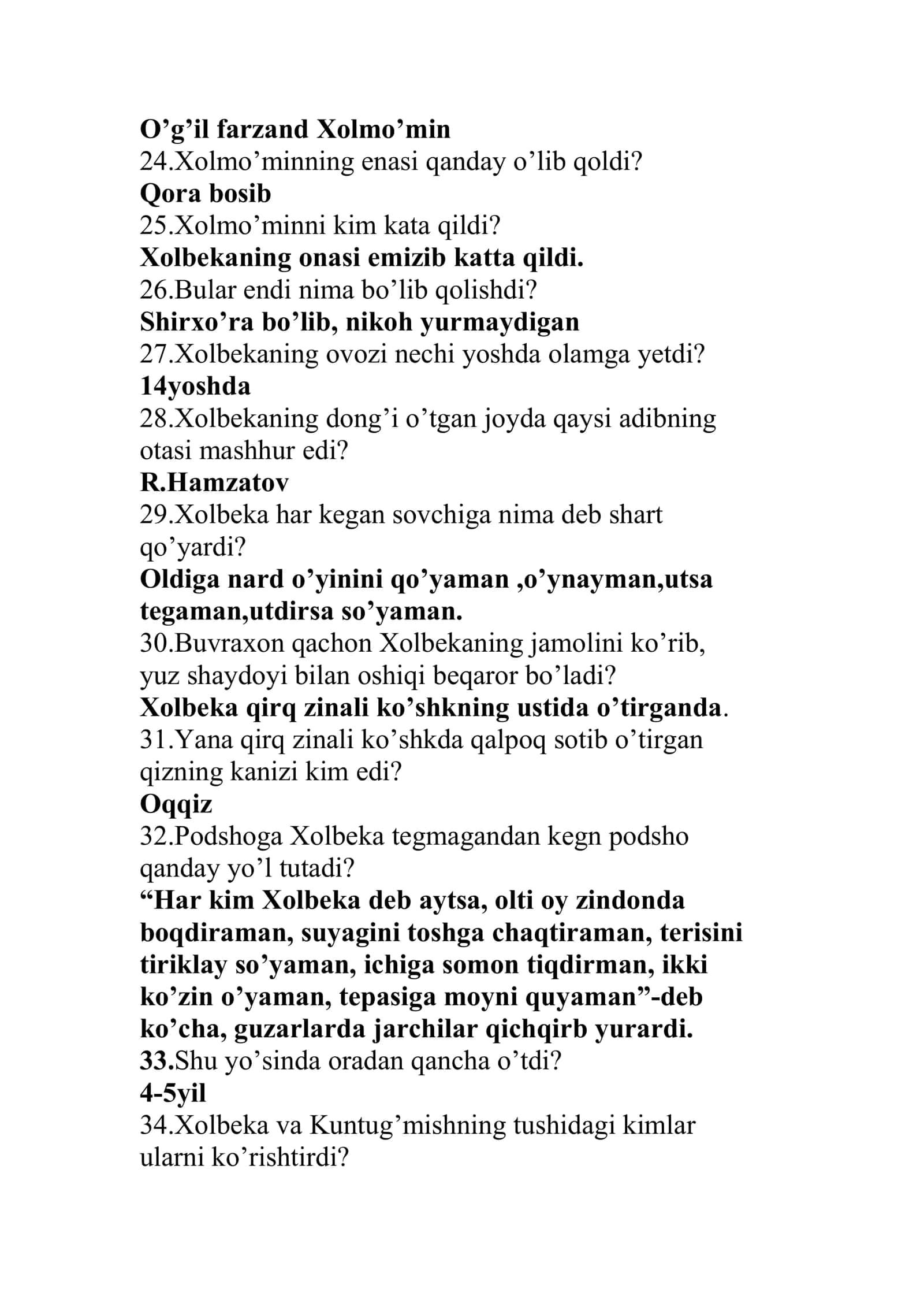 Kuntug’mish dostonidan savol - javoblar 3