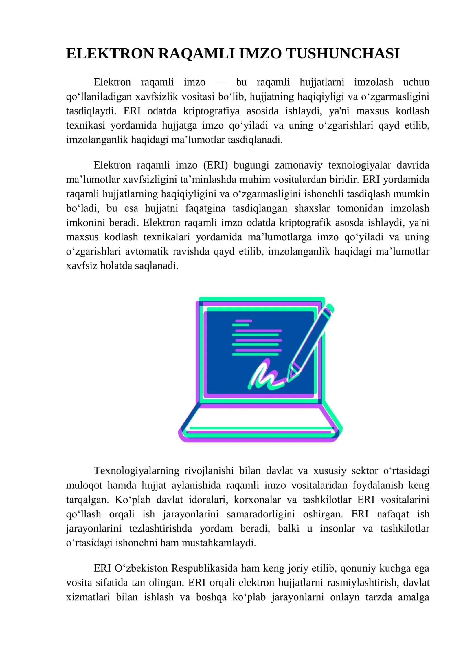 Elektron raqamli imzo va uni respublikamizda taqbiq etish holati 3