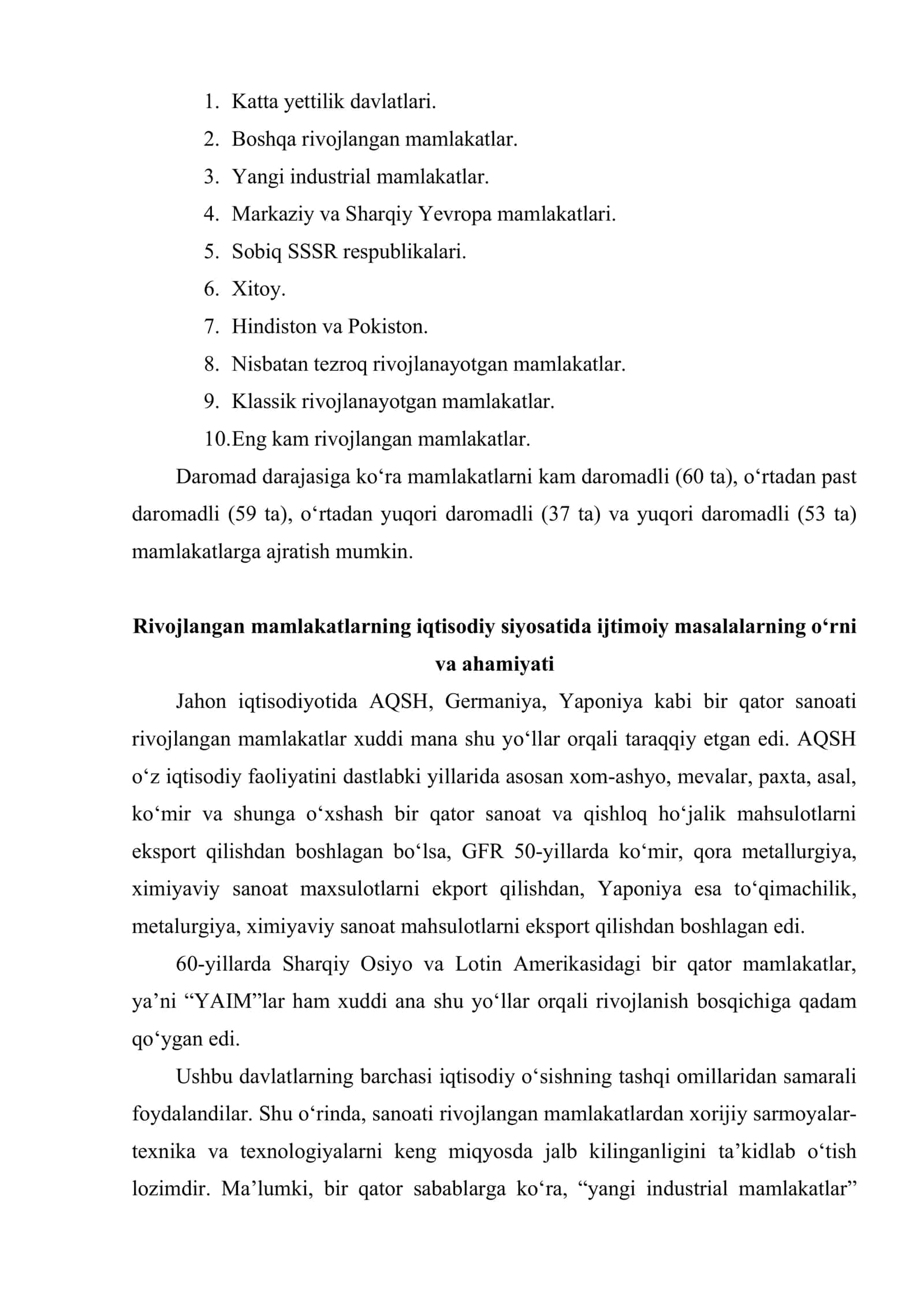 Iqtisodiy rivojlanishga erishishning xorij tajribalari 3