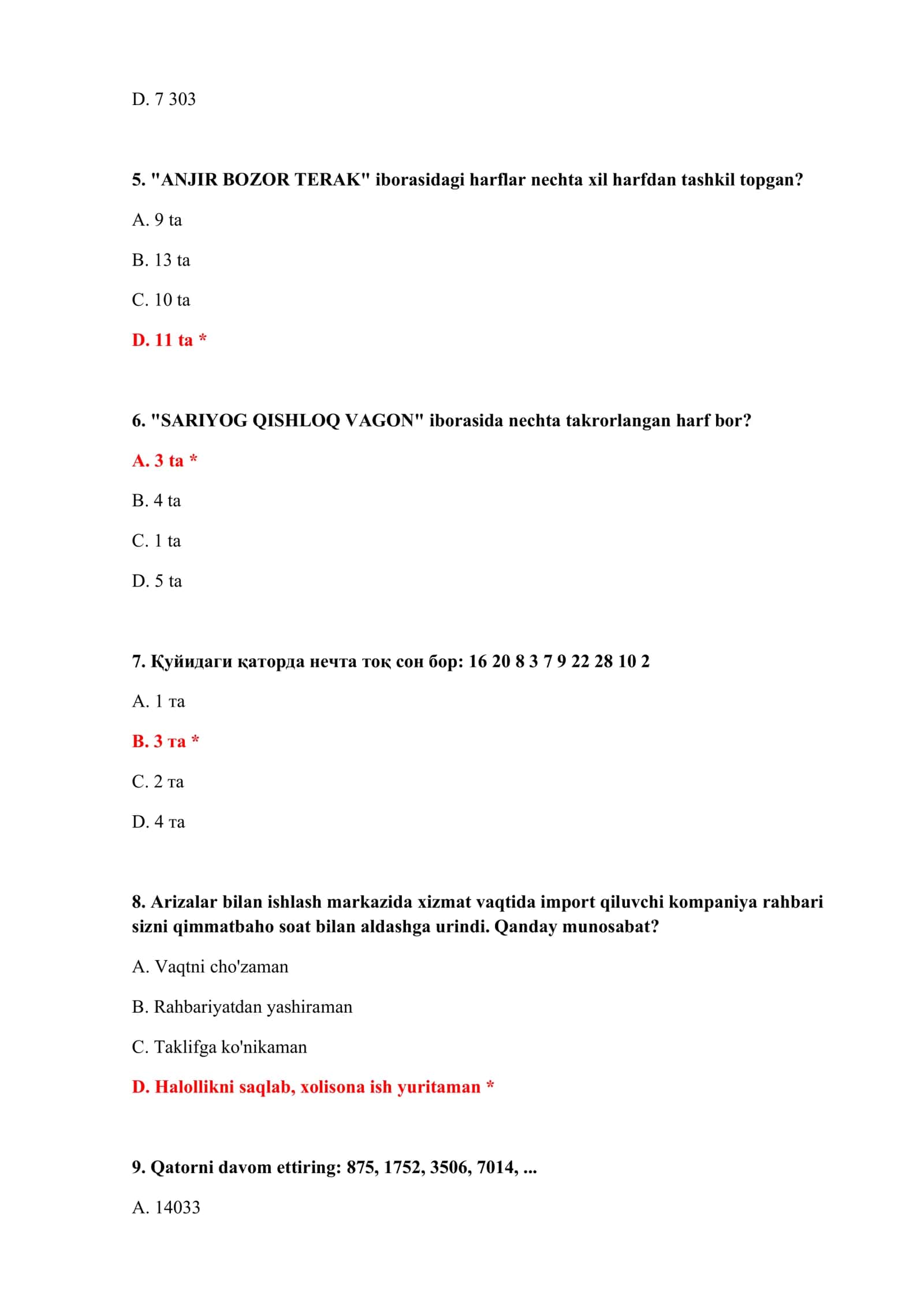 BOJXONA IQTISODIYOTI TEST SAVOLLARI 3