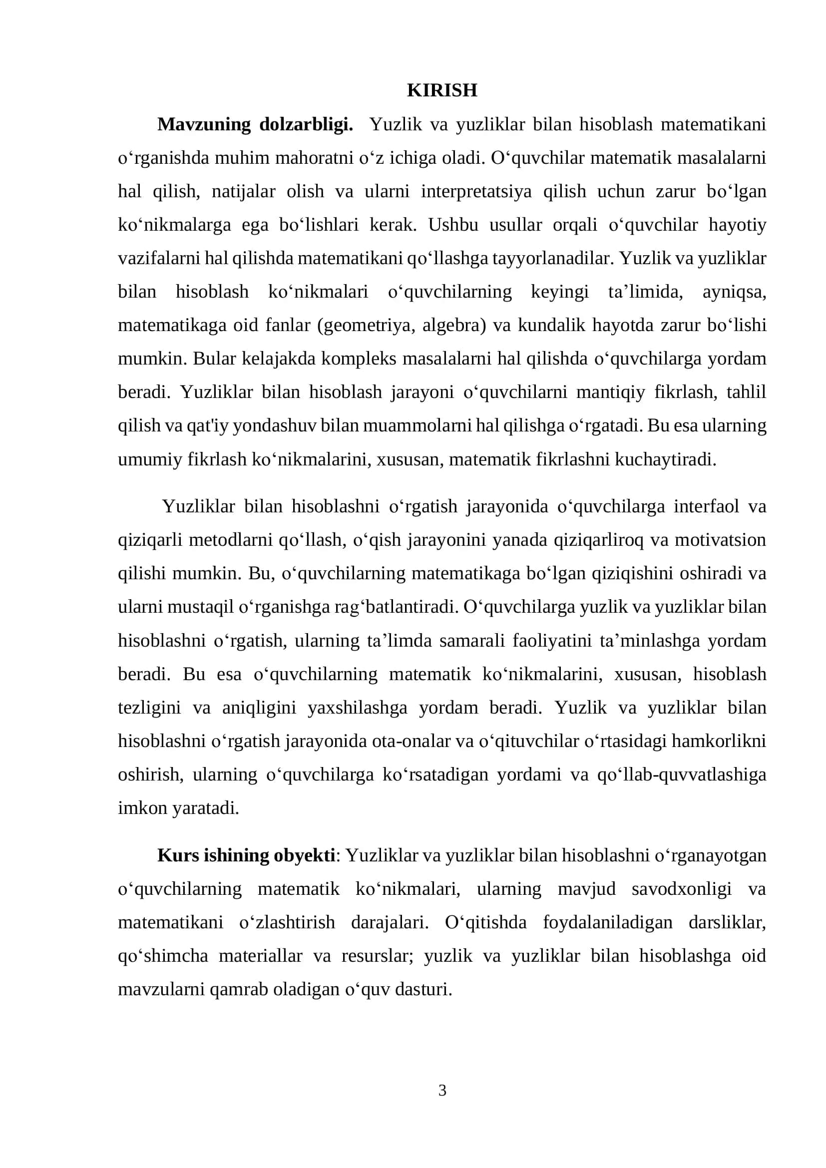 Yuzlik va yuzliklar bilan hisoblashni o‘rgatish metodikasi 3