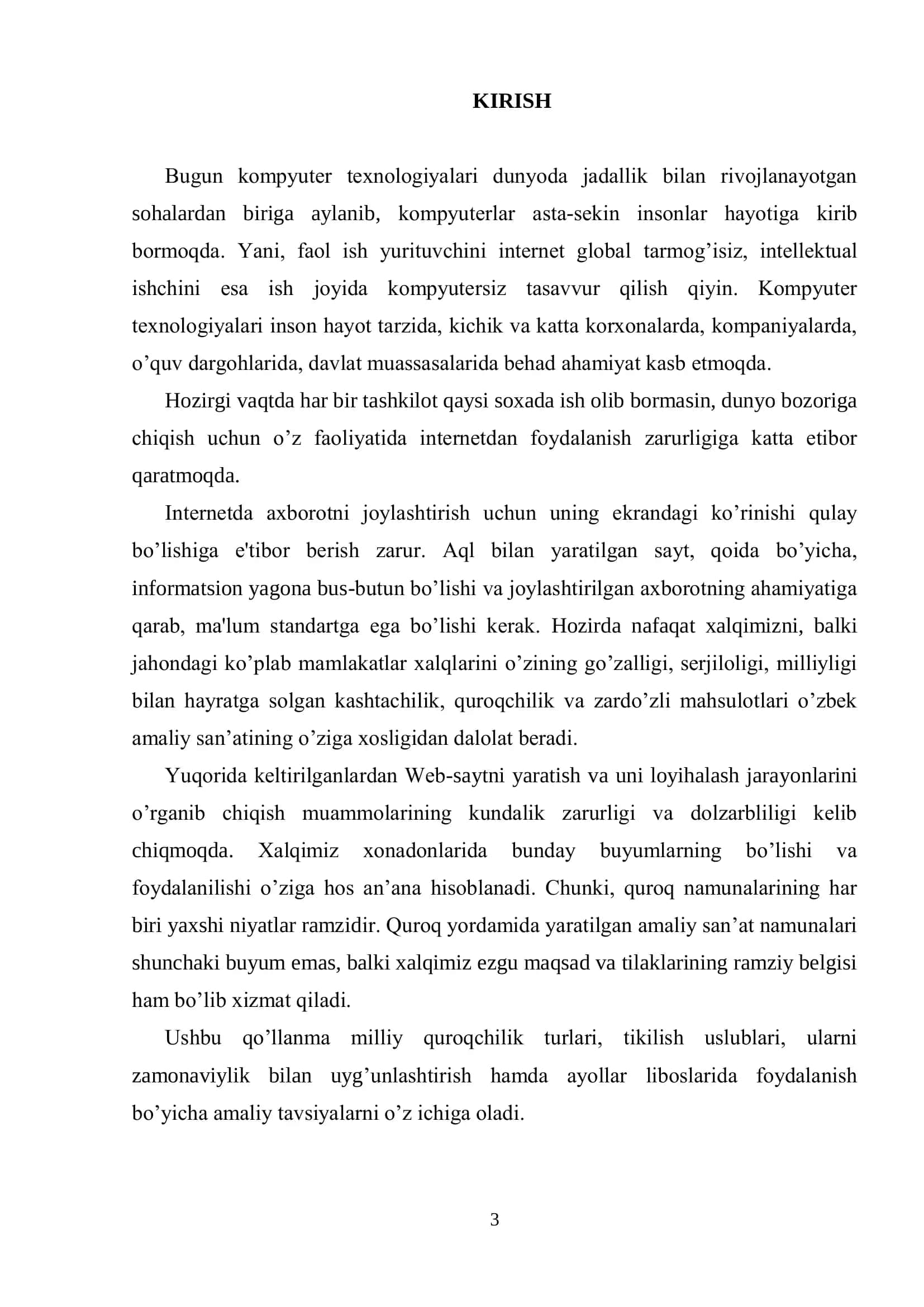 “O’zbek Milliy Quroqlari” web saytini ishlab chiqish 3