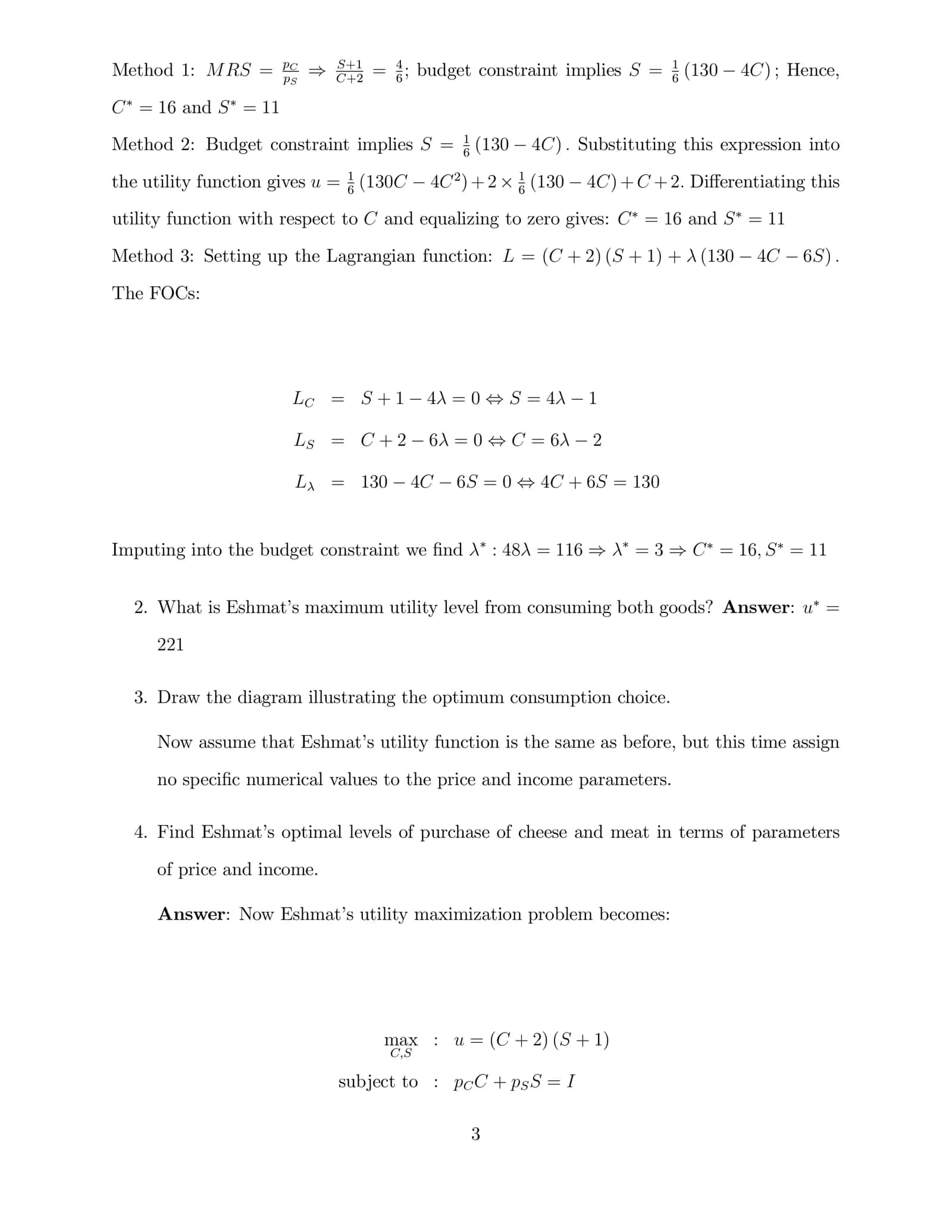 Answers to Tutorial 5: The theory of consumer 2 3