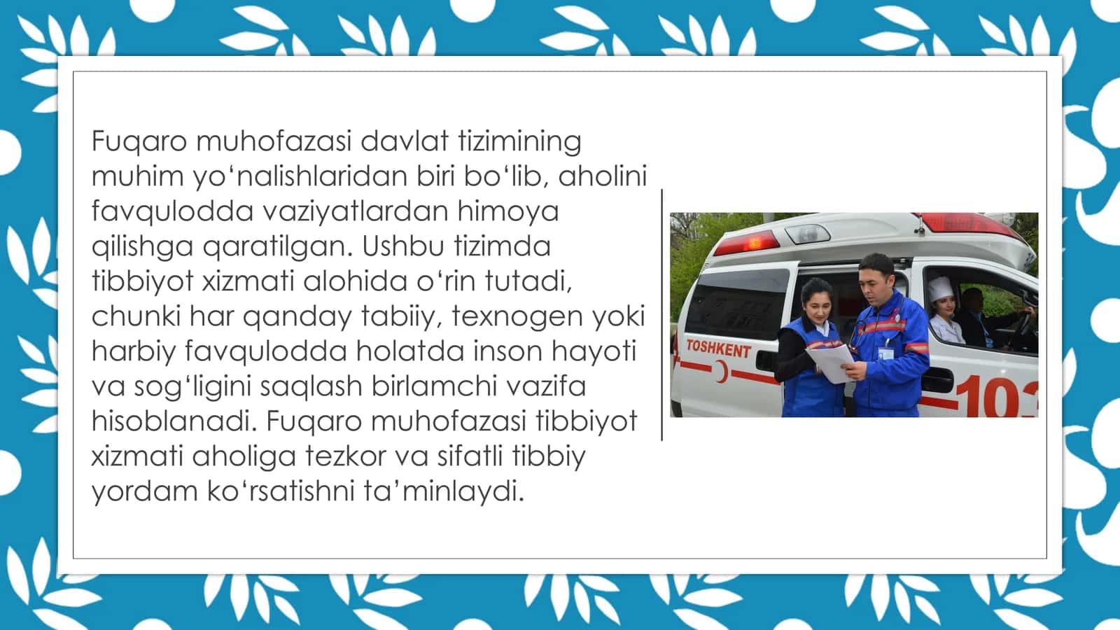Fuqaro muhofazasi tibbiyot xizmati, vazifalari va tashkiliy tamoyillari 3