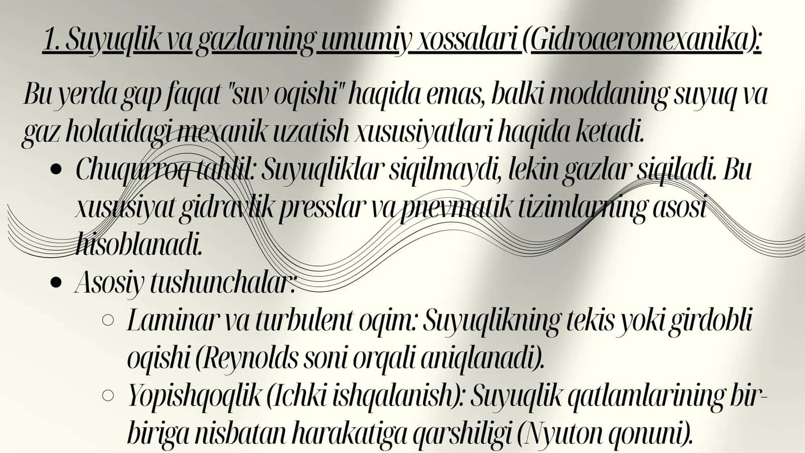 Suyuqlik va gazlarning umumiy xossalari. Termodinamika asoslari. 3