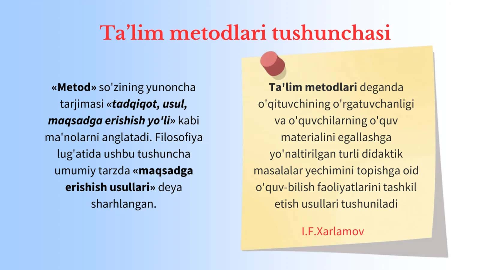 Ta’lim metodlari va vositalari. Ta’limni tashkil etish shakllari va turlari 3