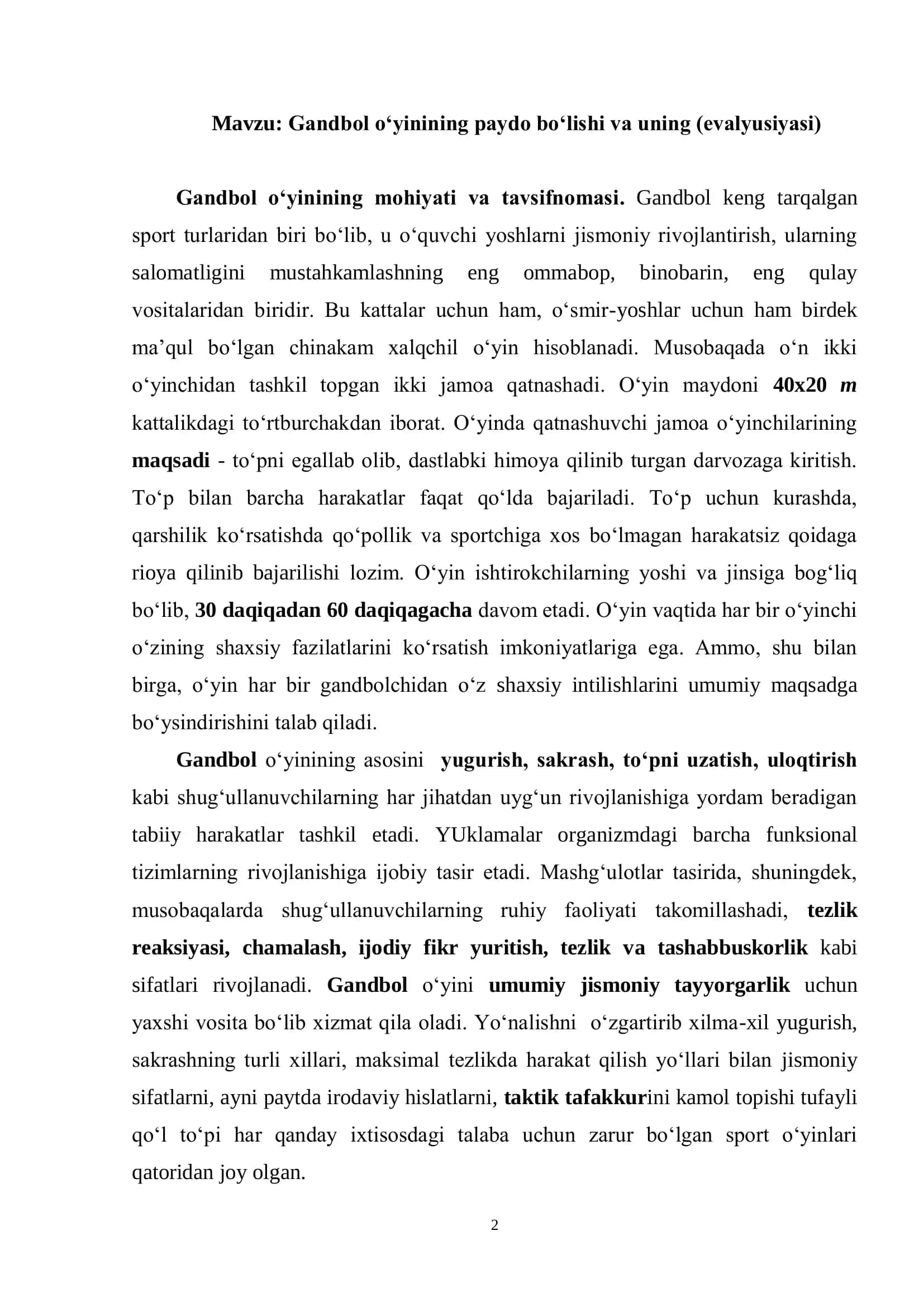 Gandbol o„yinining paydo bo„lishi va uning (evalyusiyasi) 3