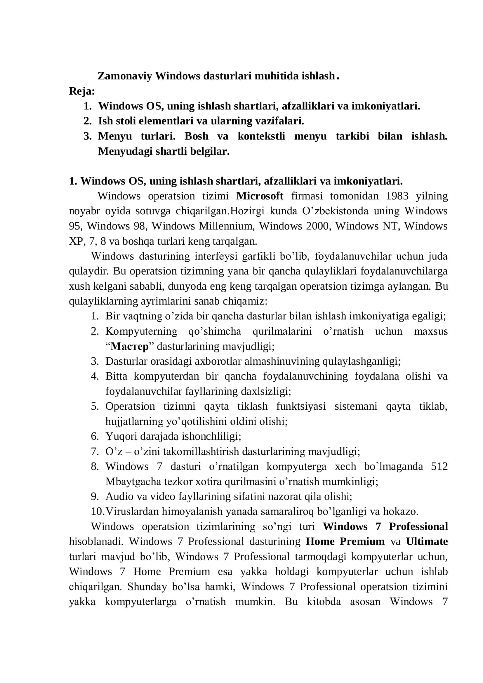 Informatika va axborot texnologiyalari fanidan Referat 3